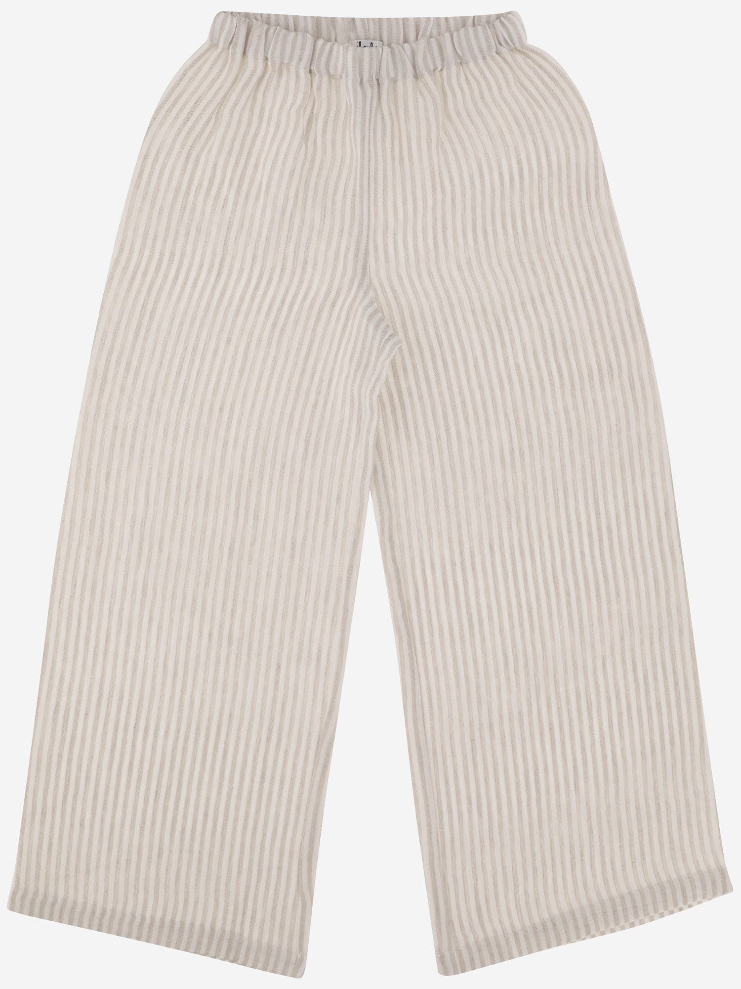 Il Gufo Linen Pants With Striped Pattern In Grey