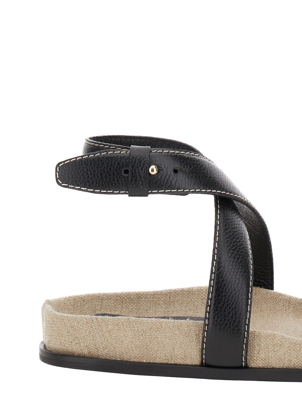 Shop Totême The Chunky Black Sandals With Straps In Leather Woman