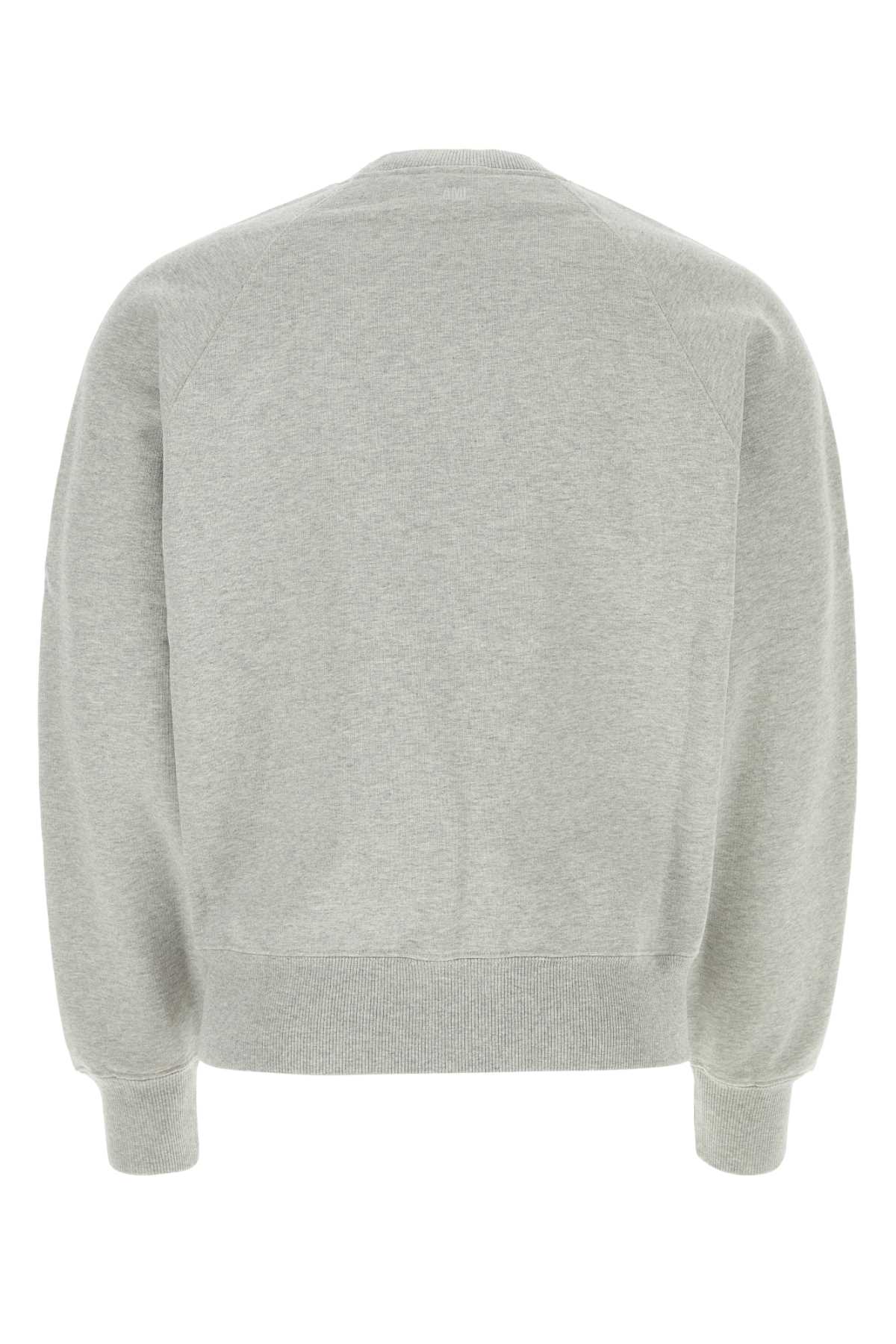 Shop Ami Alexandre Mattiussi Light Grey Cotton Sweatshirt In Heatherashgrey