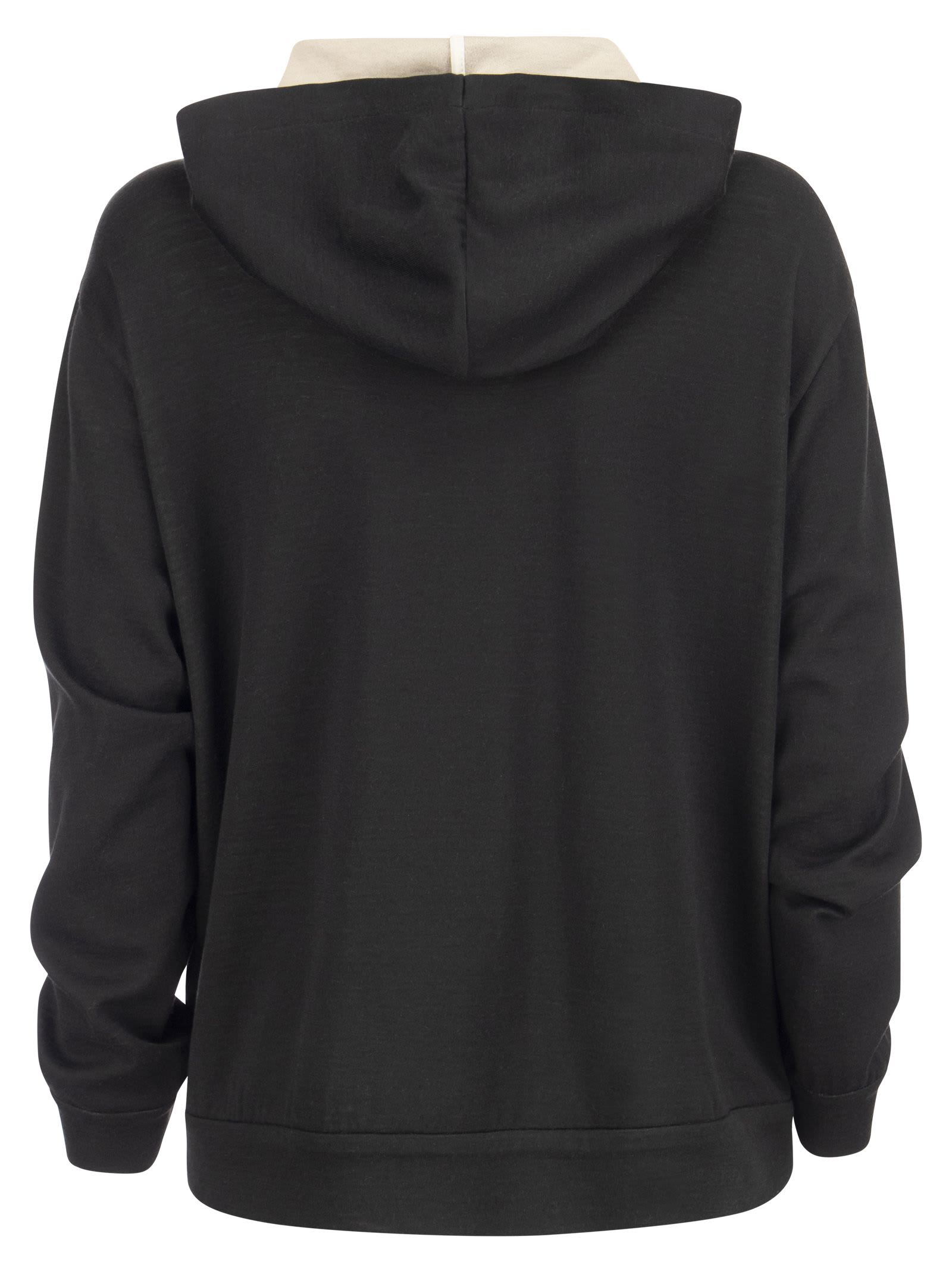 Brunello Cucinelli Women Cotton-silk Sweatshirt Topwear With Jewellery In Black