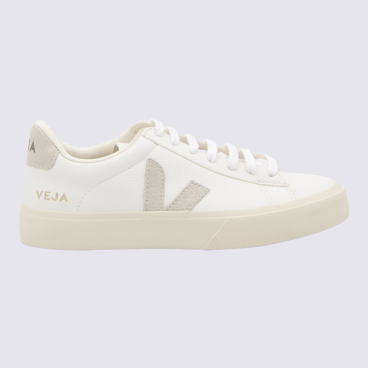 Shop Veja White And Beige Faux Leather Campo Sneakers In Extra-white_natural-suede