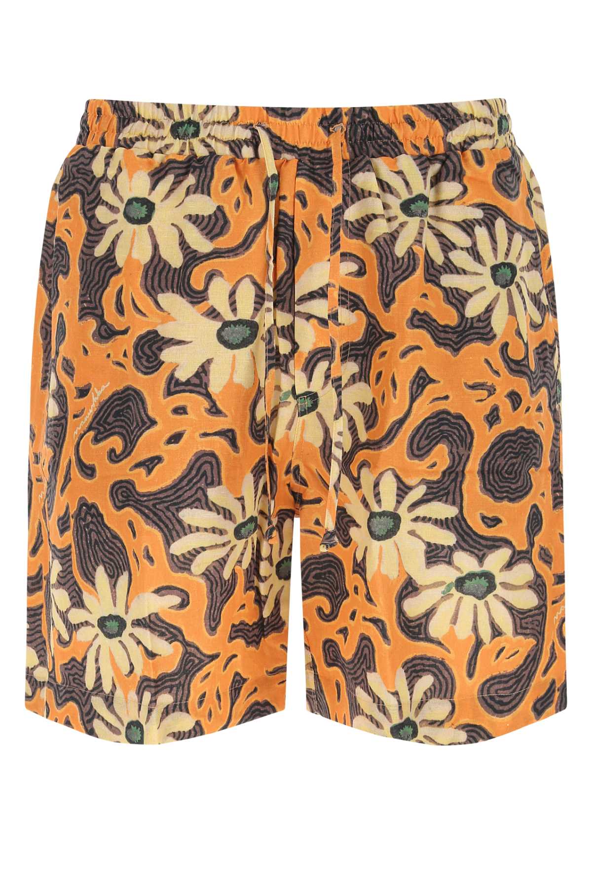 Printed Linen Blend Bermuda Shorts