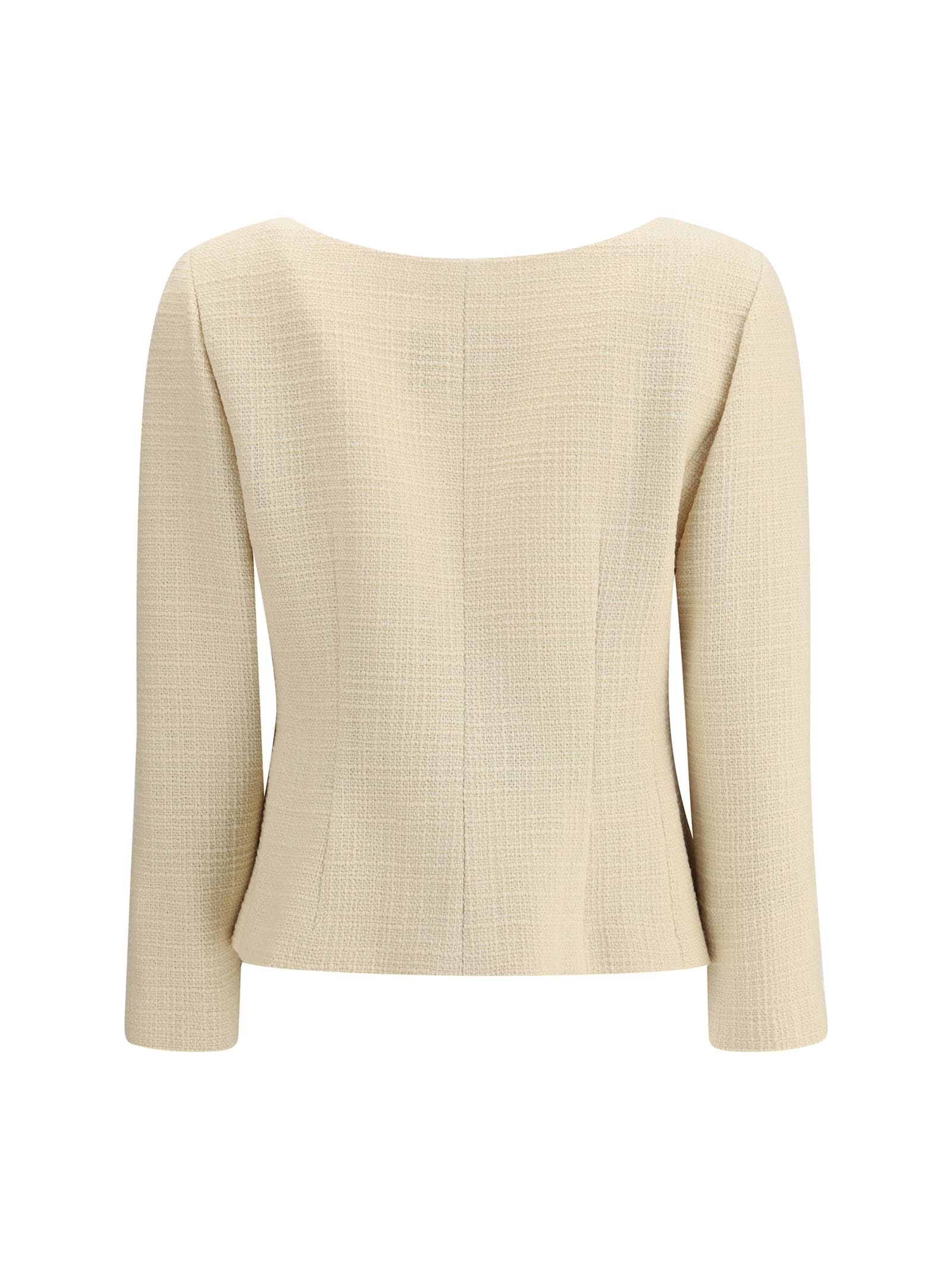 Valentino Short Jacket In Plain Wool Tweed In Nude