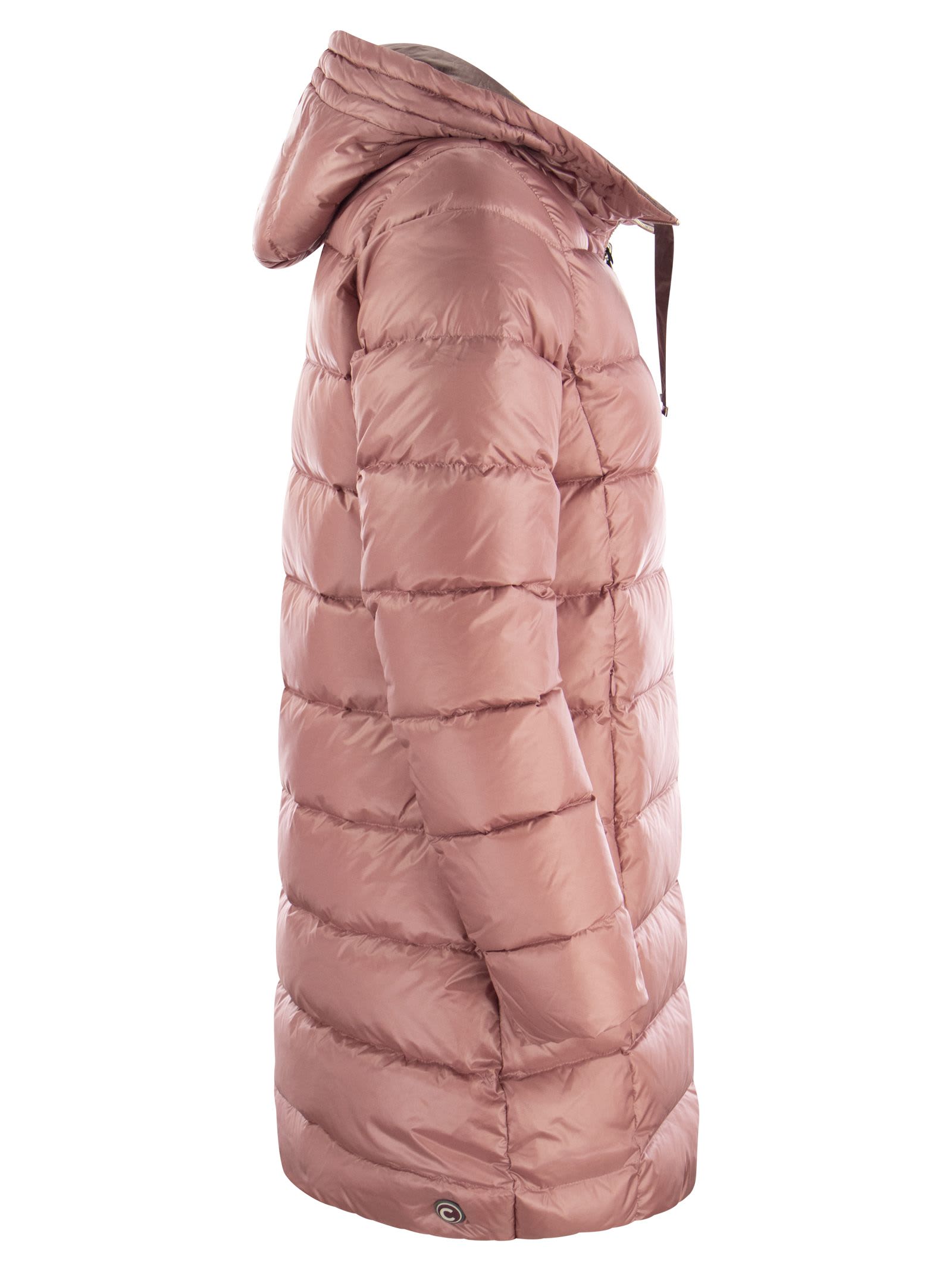 Shop Colmar Friendly - Long Down Jacket With Reversible Hood In Pink/brown