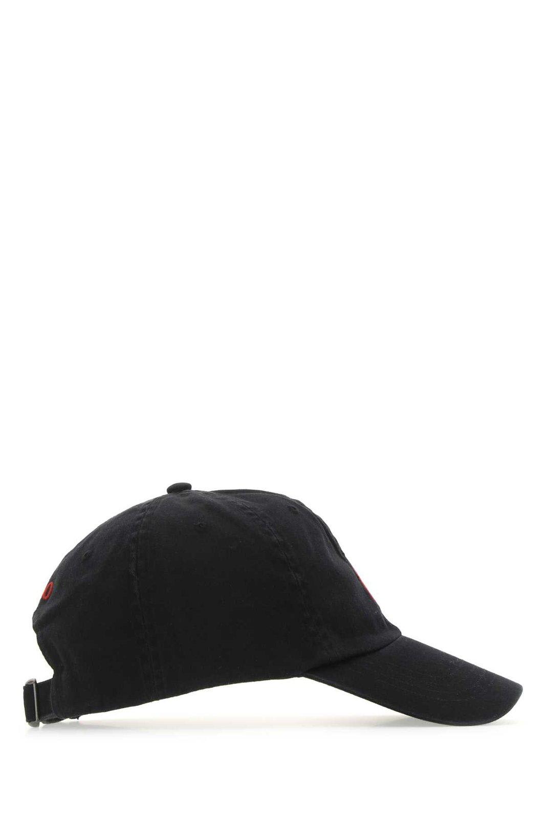 Shop Polo Ralph Lauren Logo Embroidered Curved Peak Baseball Cap  In Black