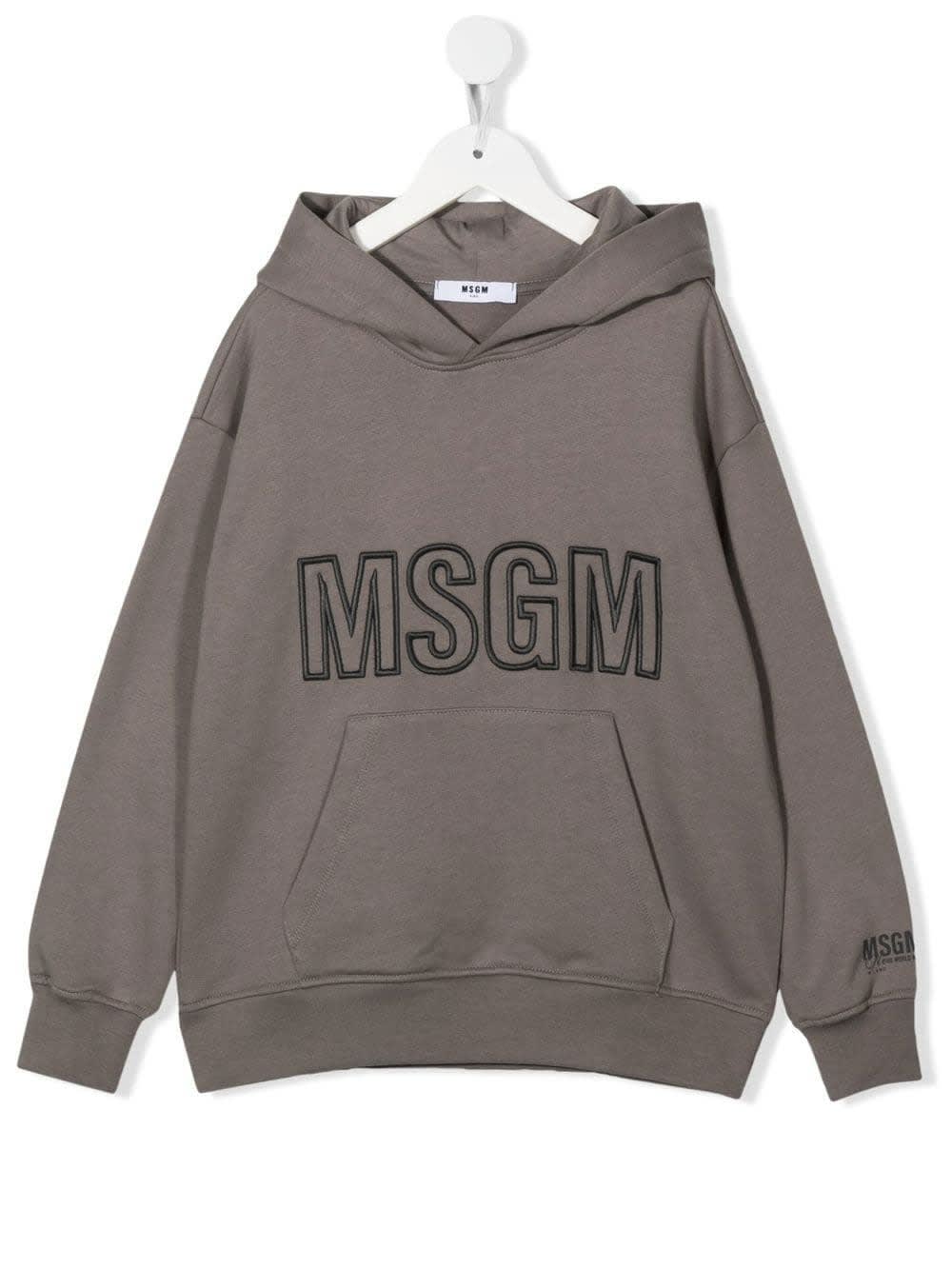 MSGM Kids Lead Hoodie With Embroidered Logo