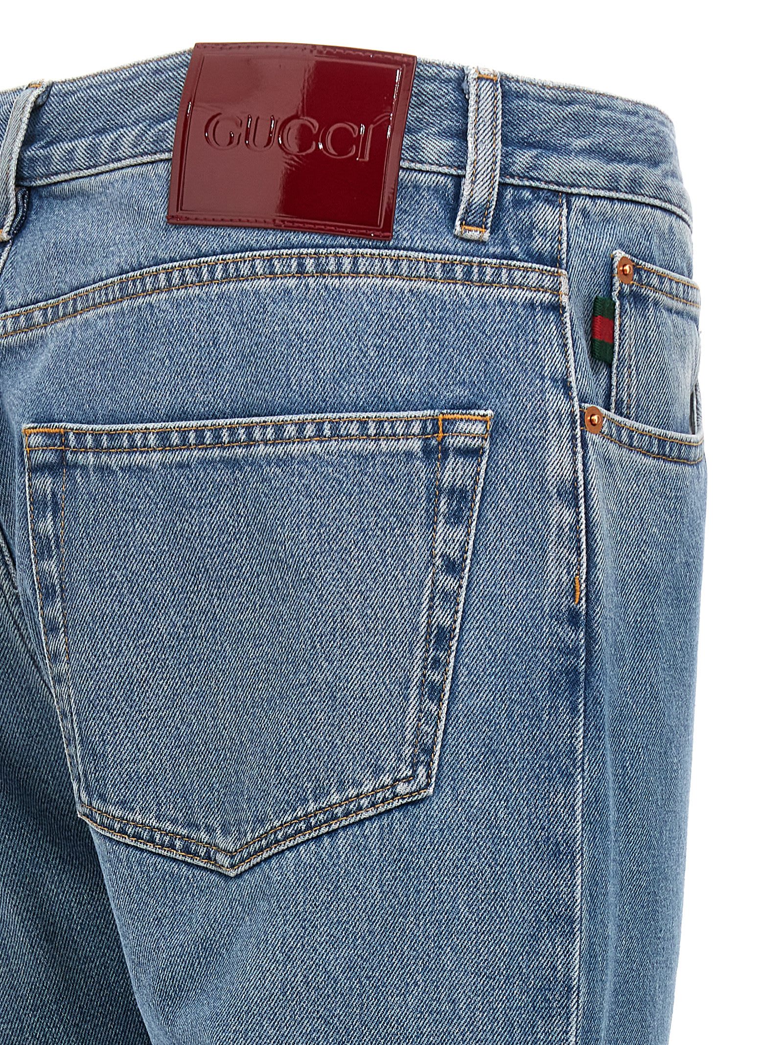 Shop Gucci New Tapered Jeans In Light Blue