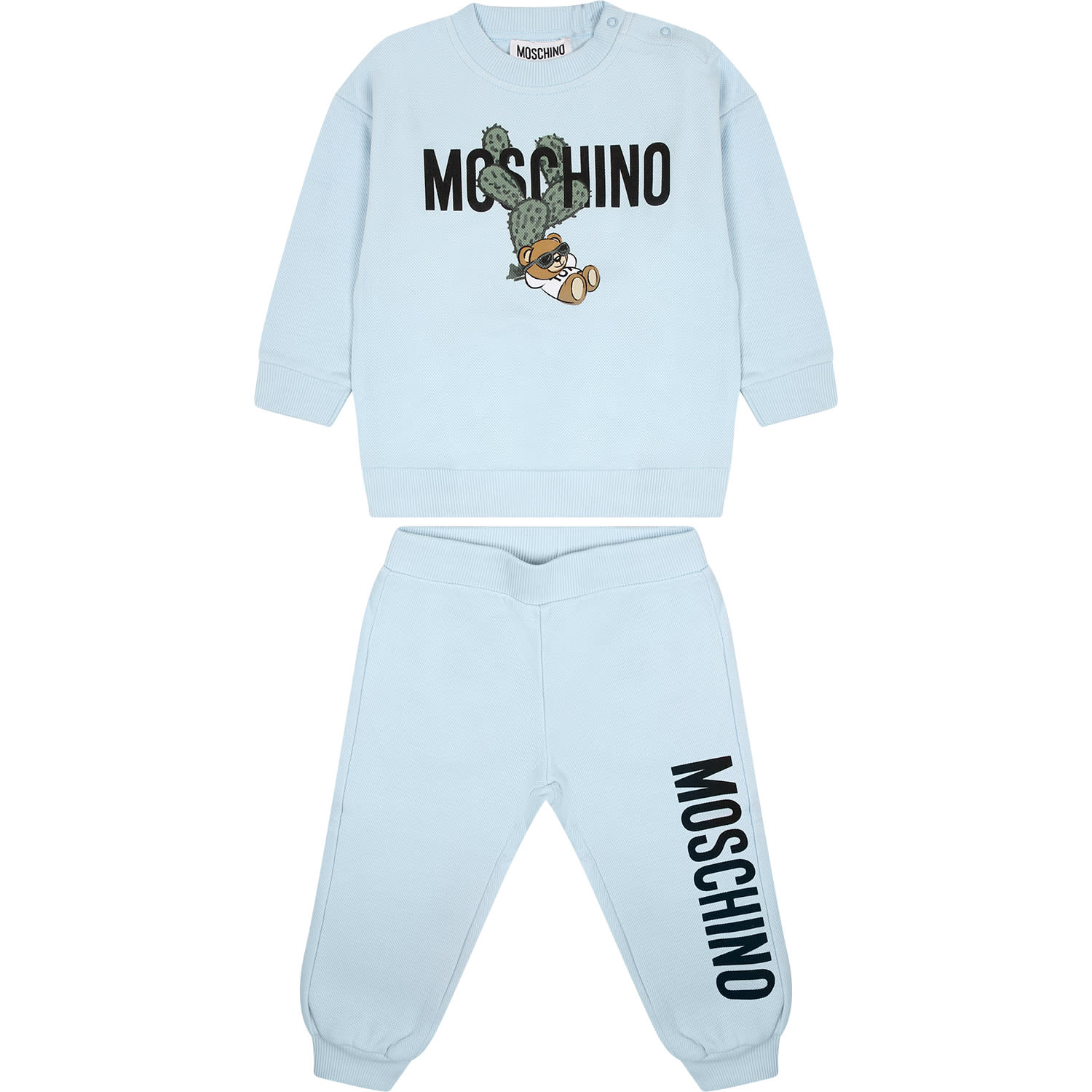 Moschino Kids' Light Blue Set For Baby Boy With Teddy Bear And Logo