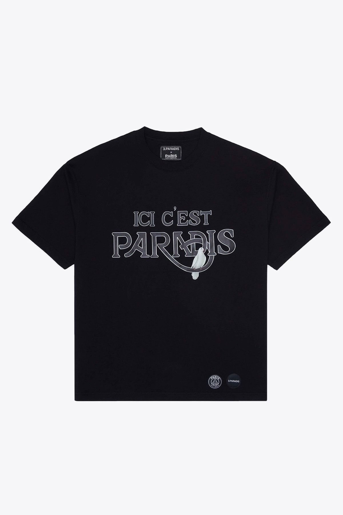 3.Paradis Ici Cest Paris T-shirt Black cotton PSG collab t-shirt with slogan - Ici Cest Paris T-shirt