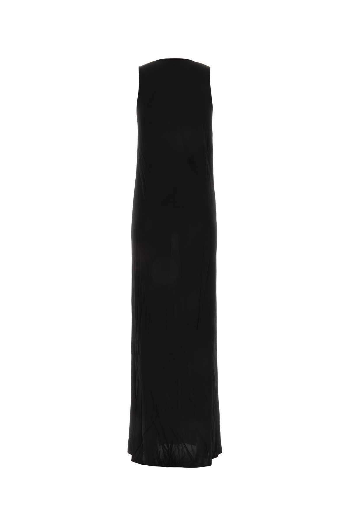 Shop Saint Laurent Black Viscose Long Dress In Noir