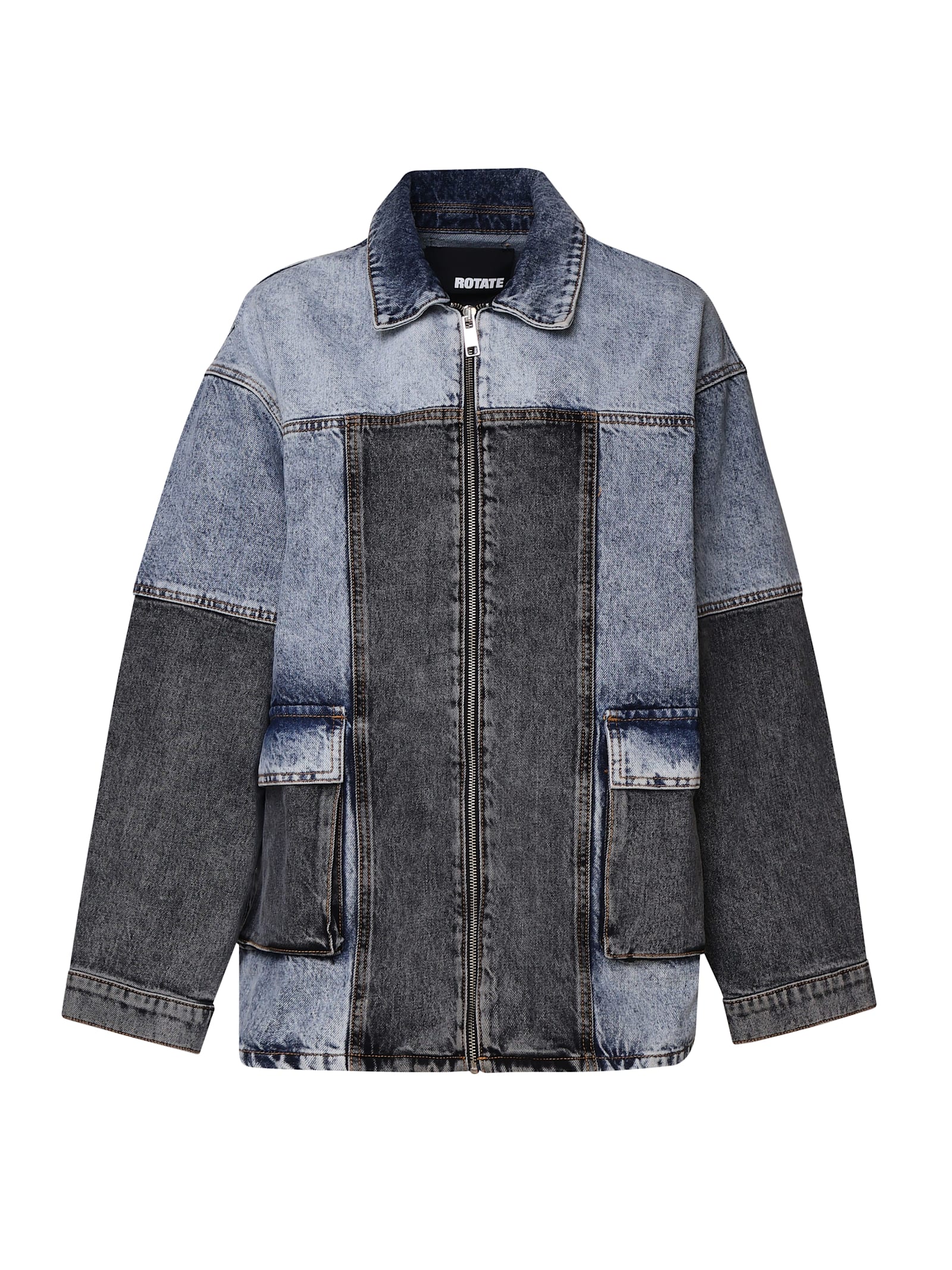 Shop Rotate Birger Christensen Patchwork Oversized Jacket In Multidenim