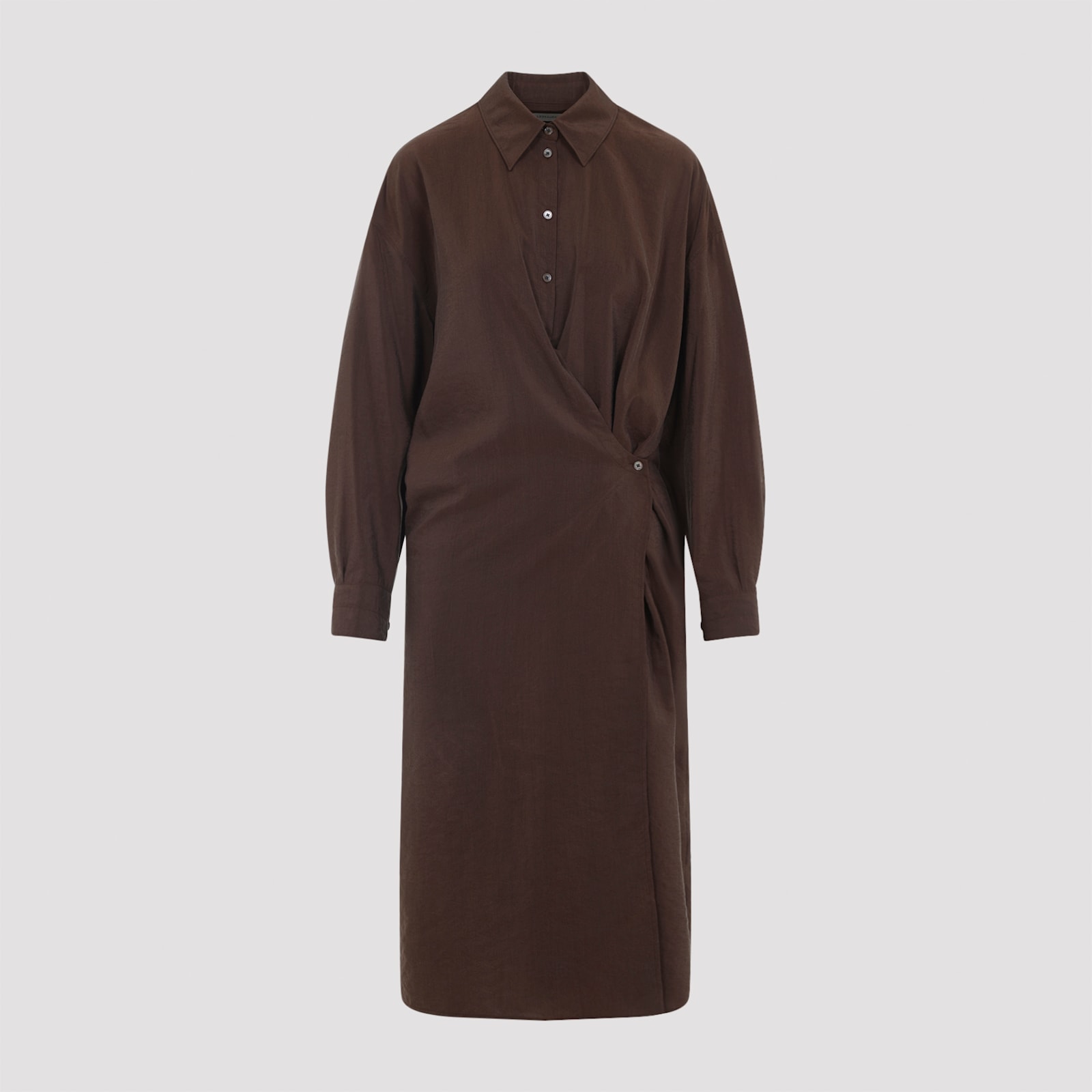 Lemaire Twisted Dress With Straight Collar And Buttons In Burgundy