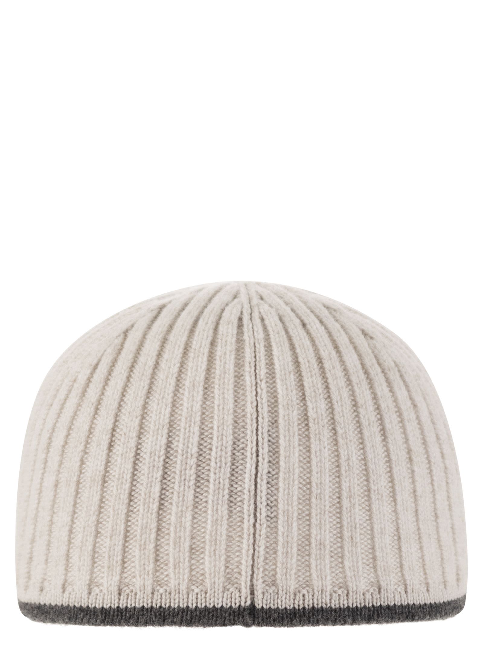 Shop Brunello Cucinelli Ribbed Virgin Wool, Cashmere And Silk Knit Baseball Cap With Jewel In Pearl