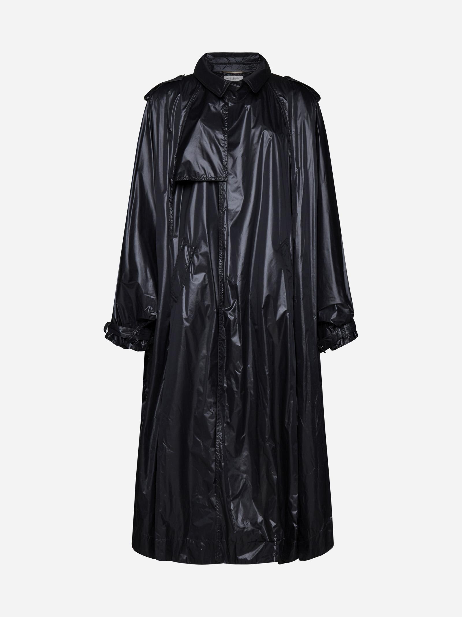 Shop Saint Laurent Nylon Trench Coat In Black