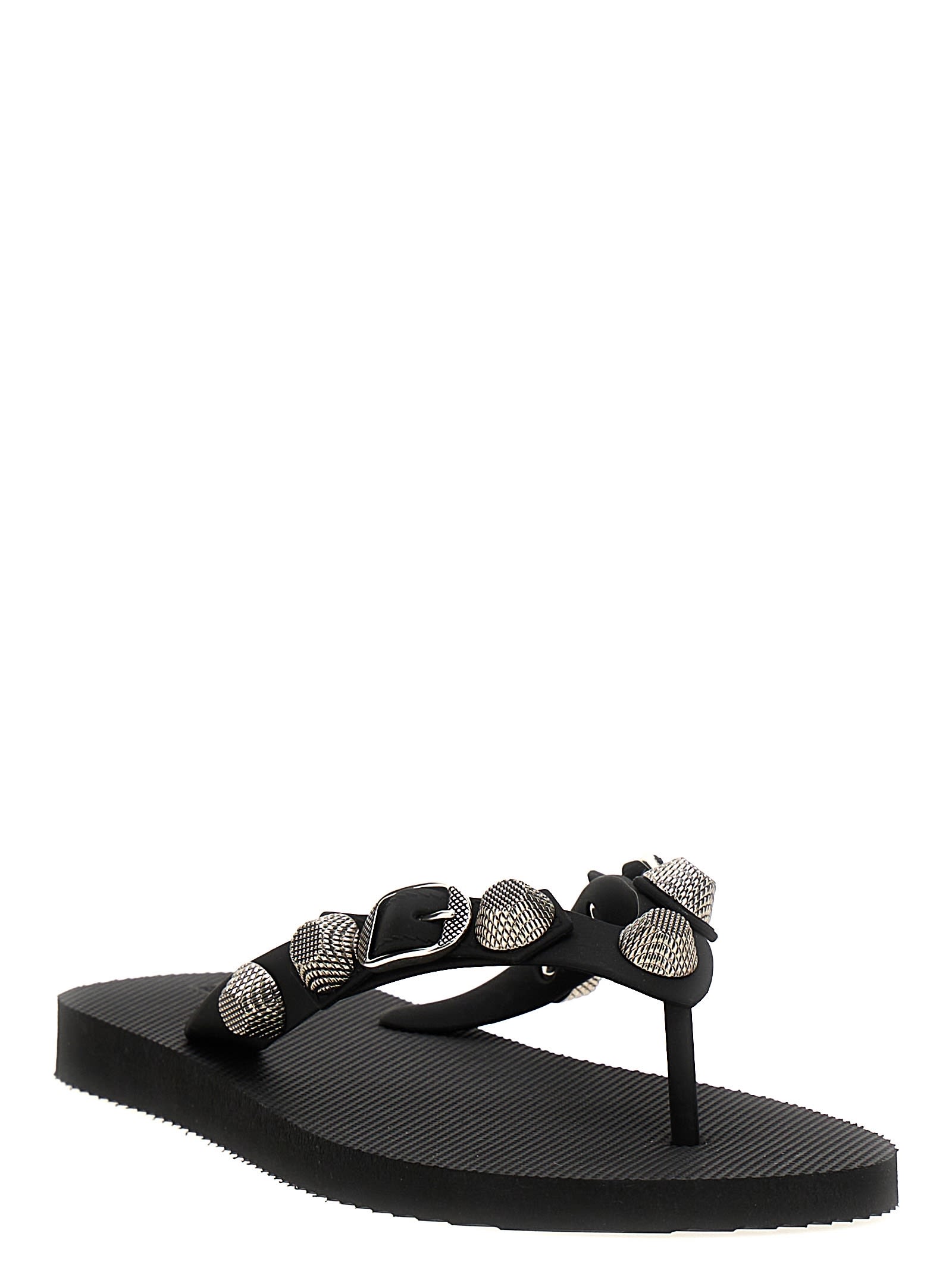 Shop Balenciaga Holiday Capsule Cagole Thong Sandals In Black