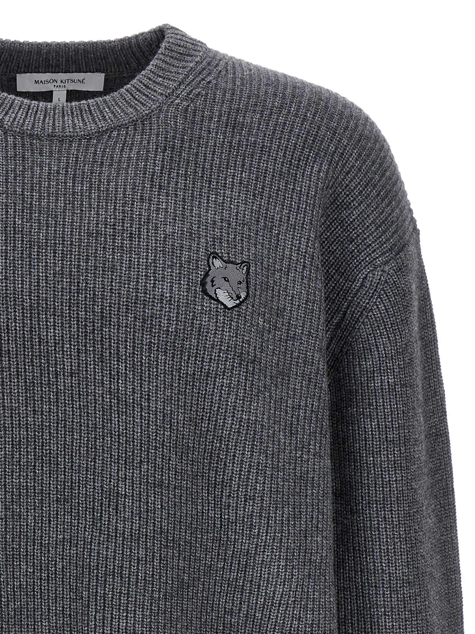 Shop Maison Kitsuné Bold Fox Head Sweater In Grigio