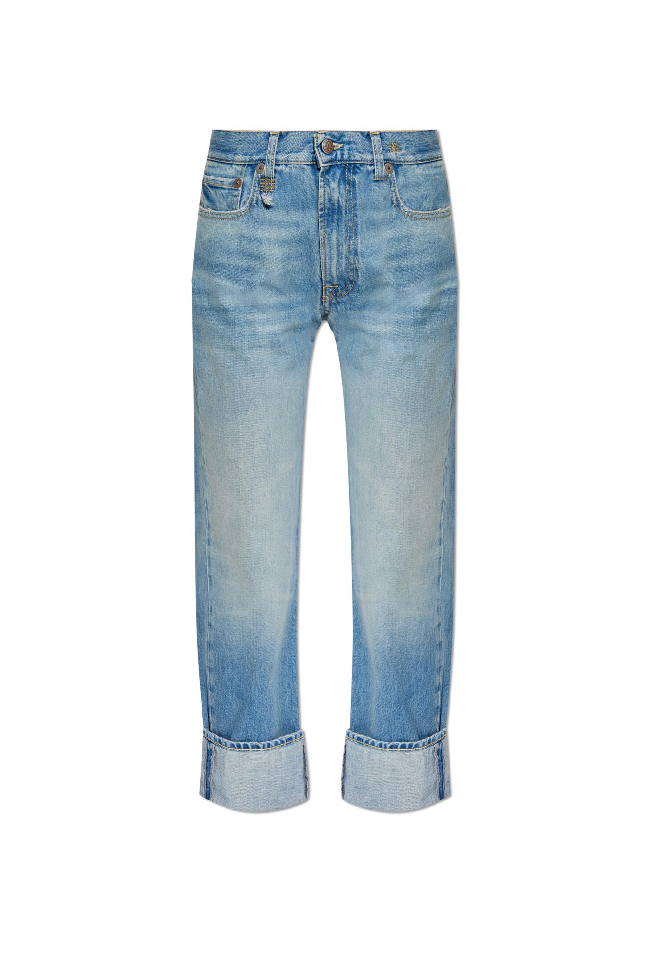 R13 Distressed-edge Straight-leg Jeans In Blue