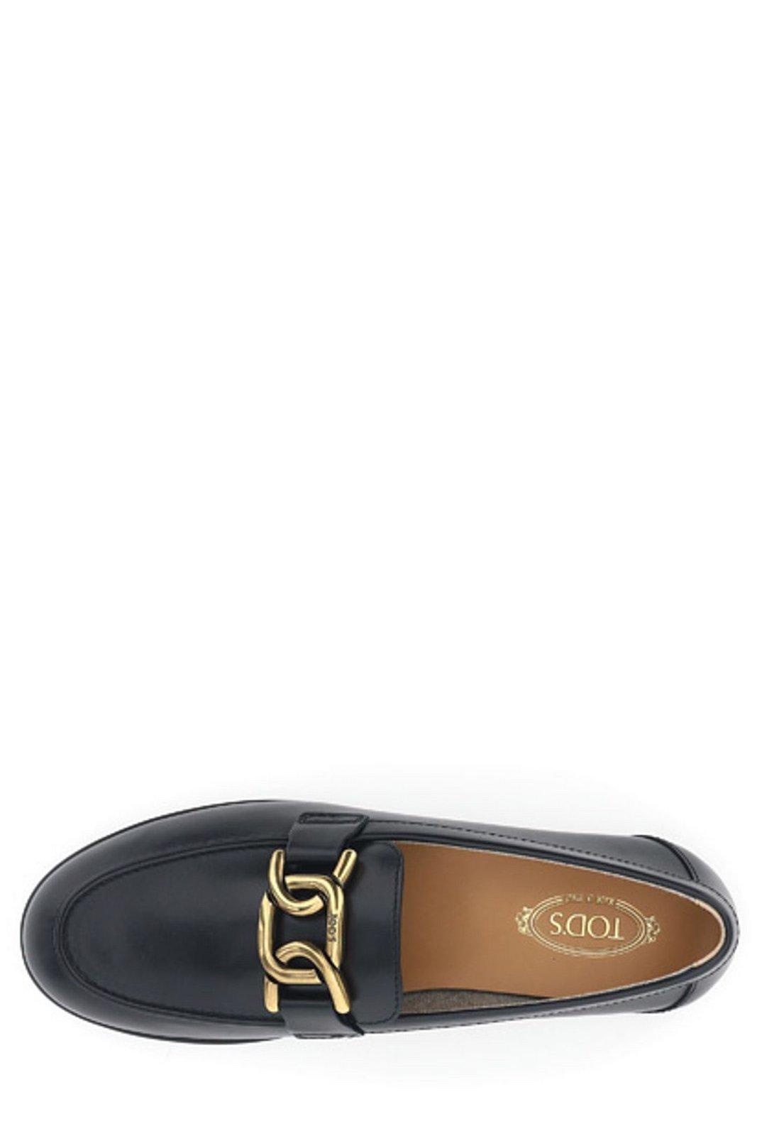 Shop Tod's Logo Plaque Slip-on Loafers In Black