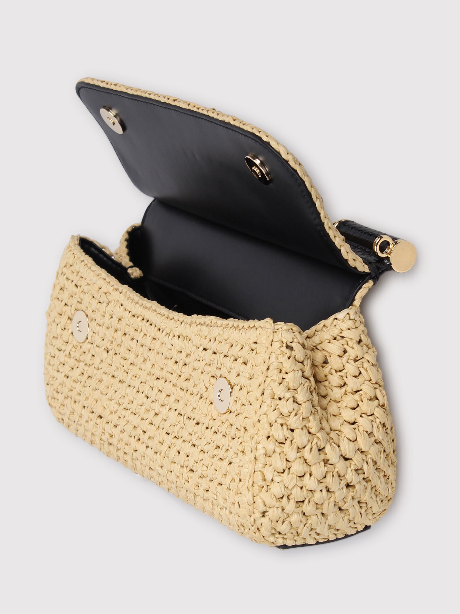 Shop Dolce & Gabbana Elongated Raffia Crochet Sicily Handbag