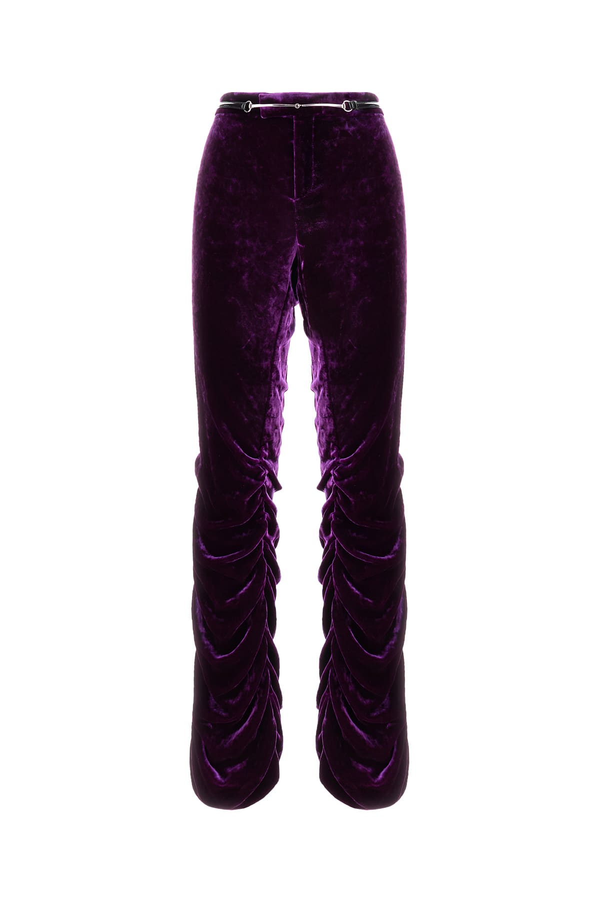 Shop Gucci Purple Velvet Pant In Black