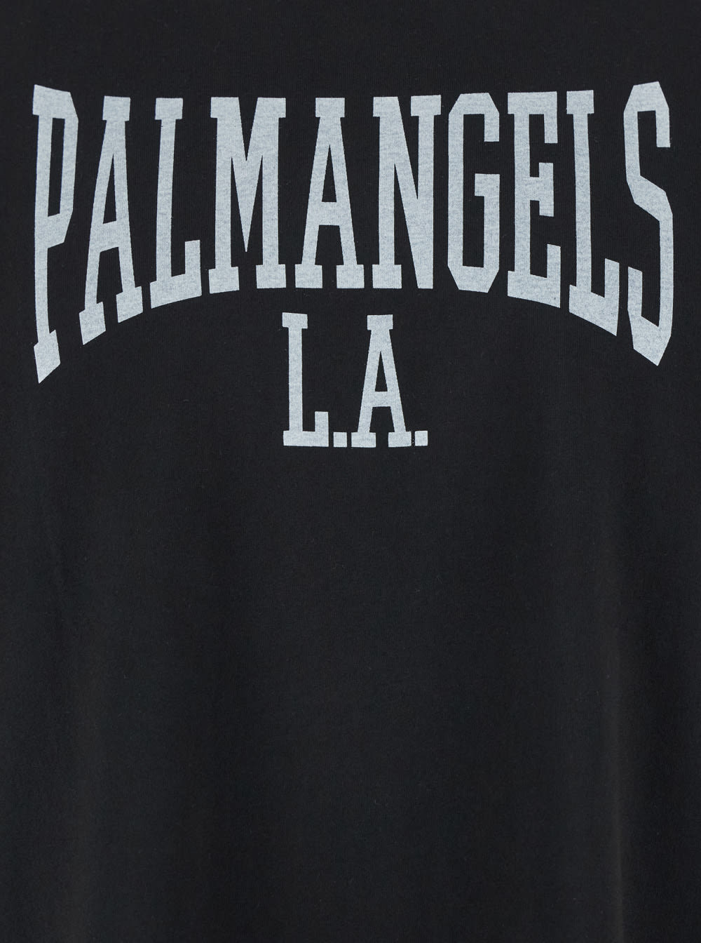 Shop Palm Angels Black Crewneck T-shirt With College Style Logo On The Front In Cotton Man