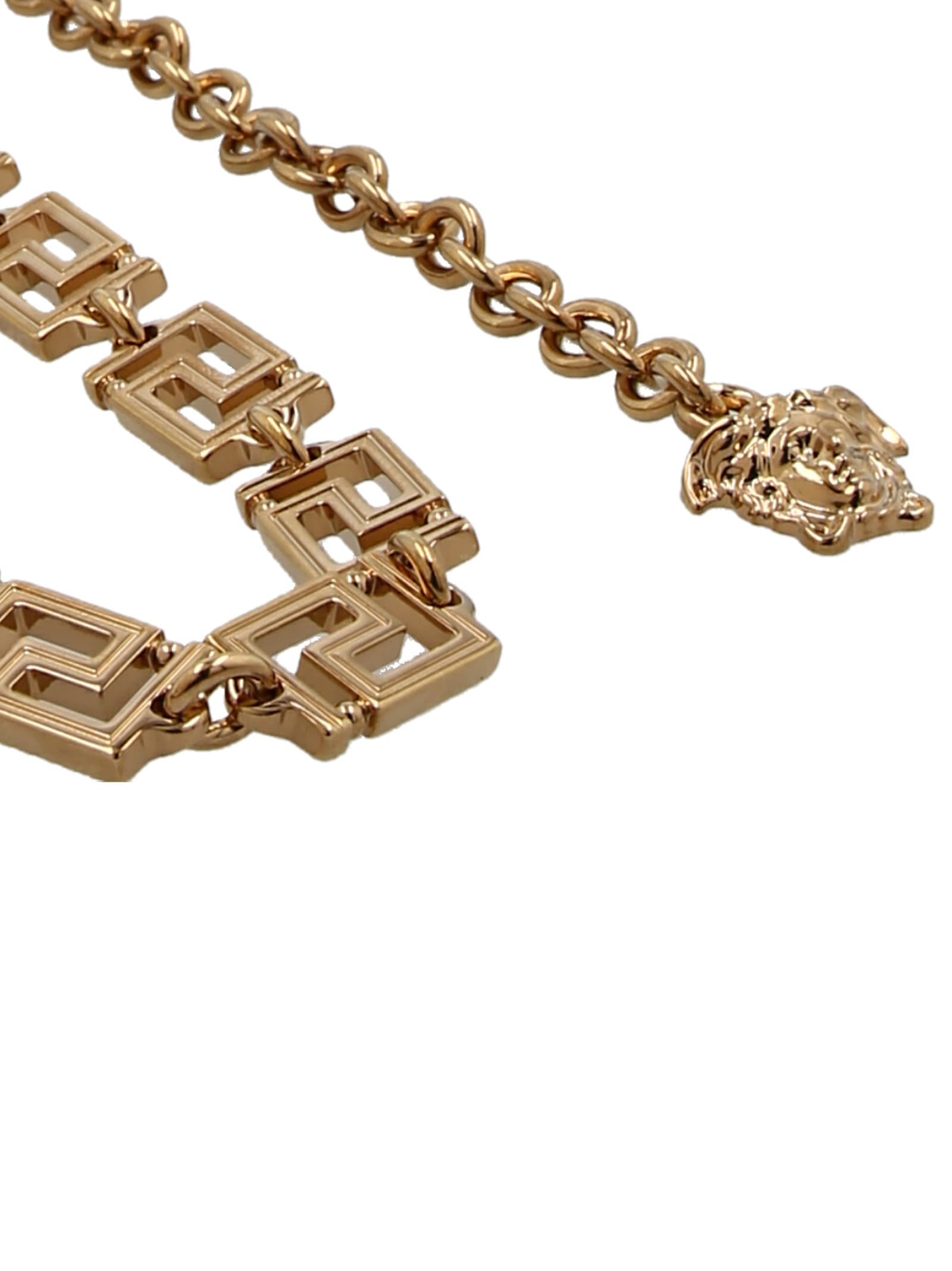 Shop Versace Greca Belt In Gold