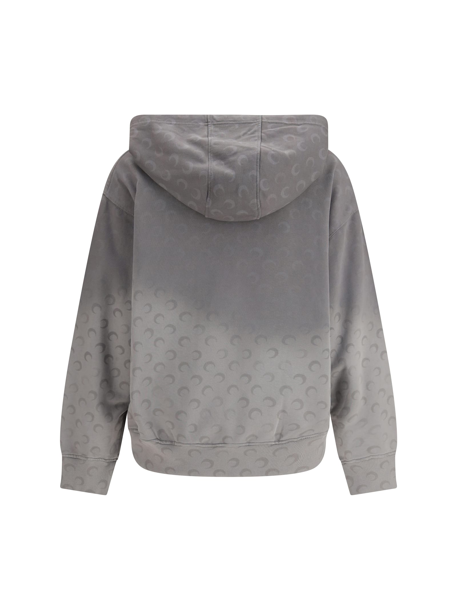 Marine Serre Faded Moon Fleece Zipped Hoodie In Gray