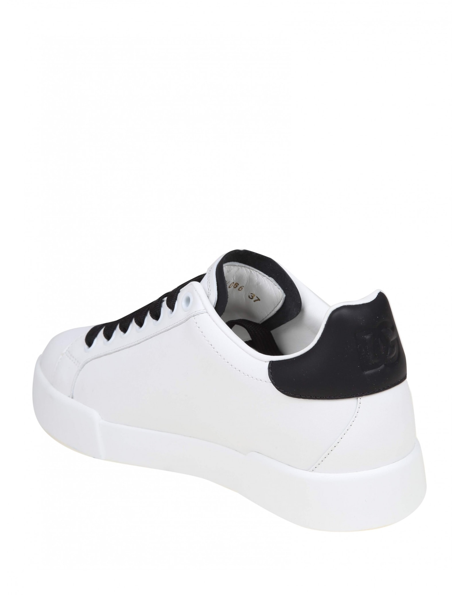 Shop Dolce & Gabbana Portofino Light Sneakers In Black And White Leather In White/black