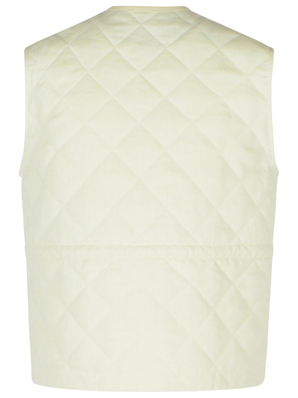 Moncler Vigny White Linen Vest In White