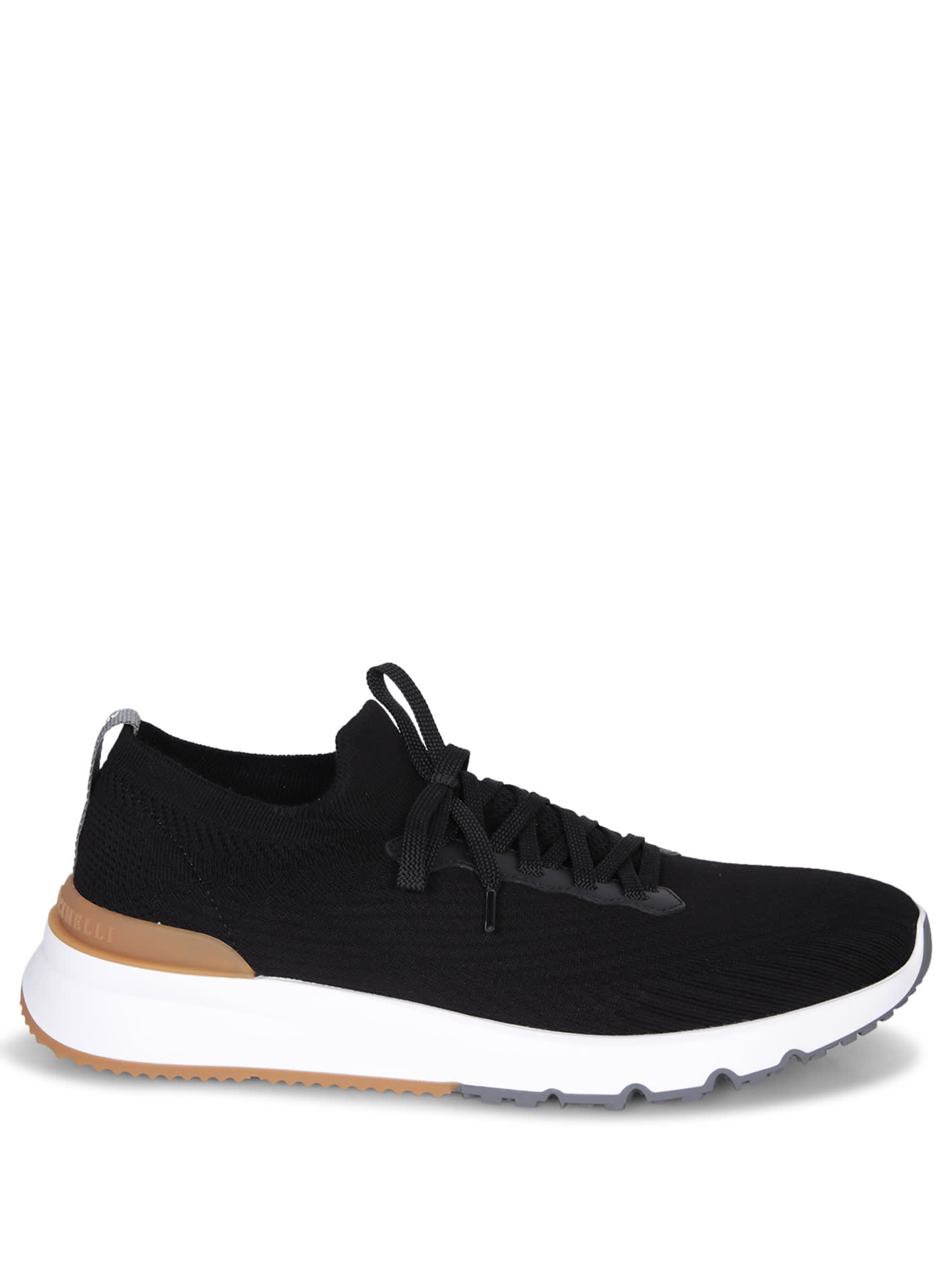 Brunello Cucinelli Gros Grain Logo Blue Sneakers In Black