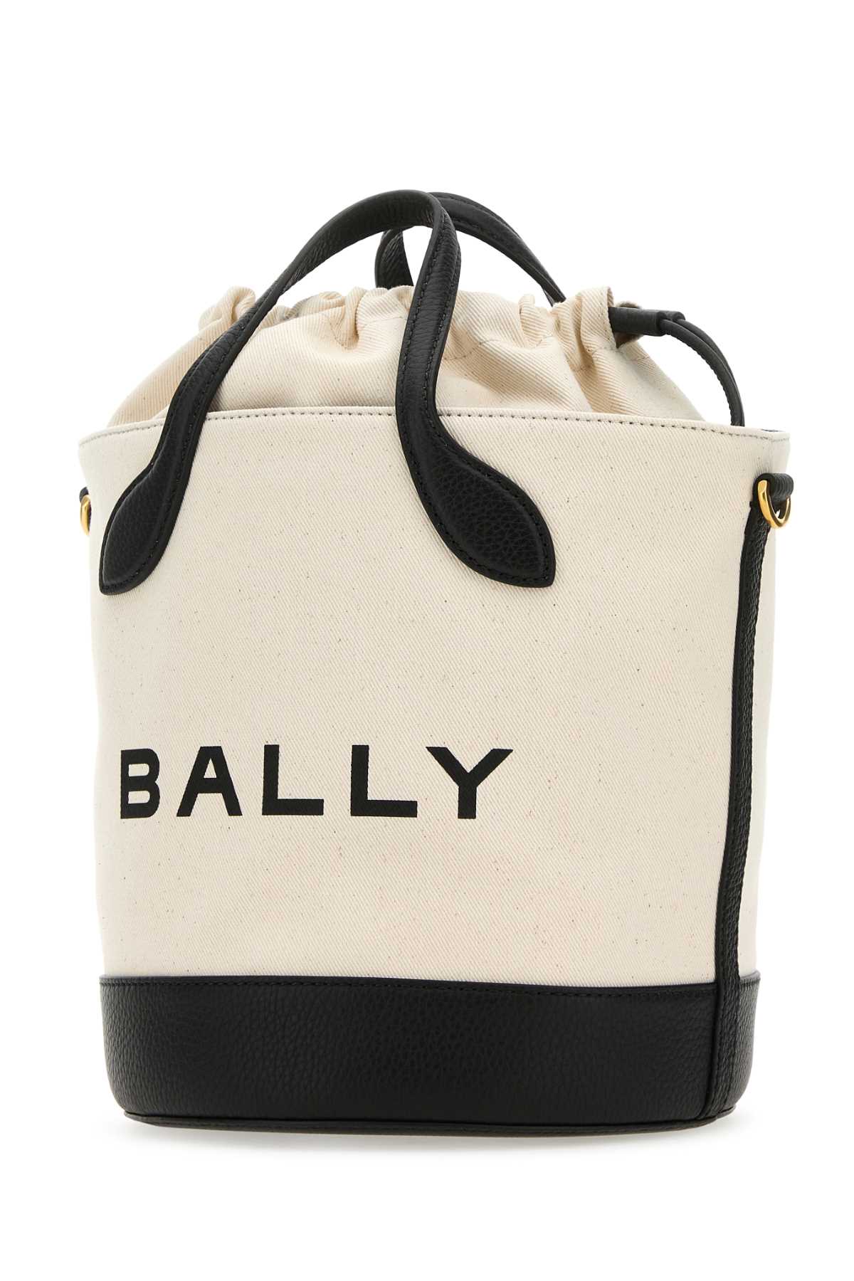 Shop Bally Ivory Canvas Bar Bucket Bag In Naturalblackoro