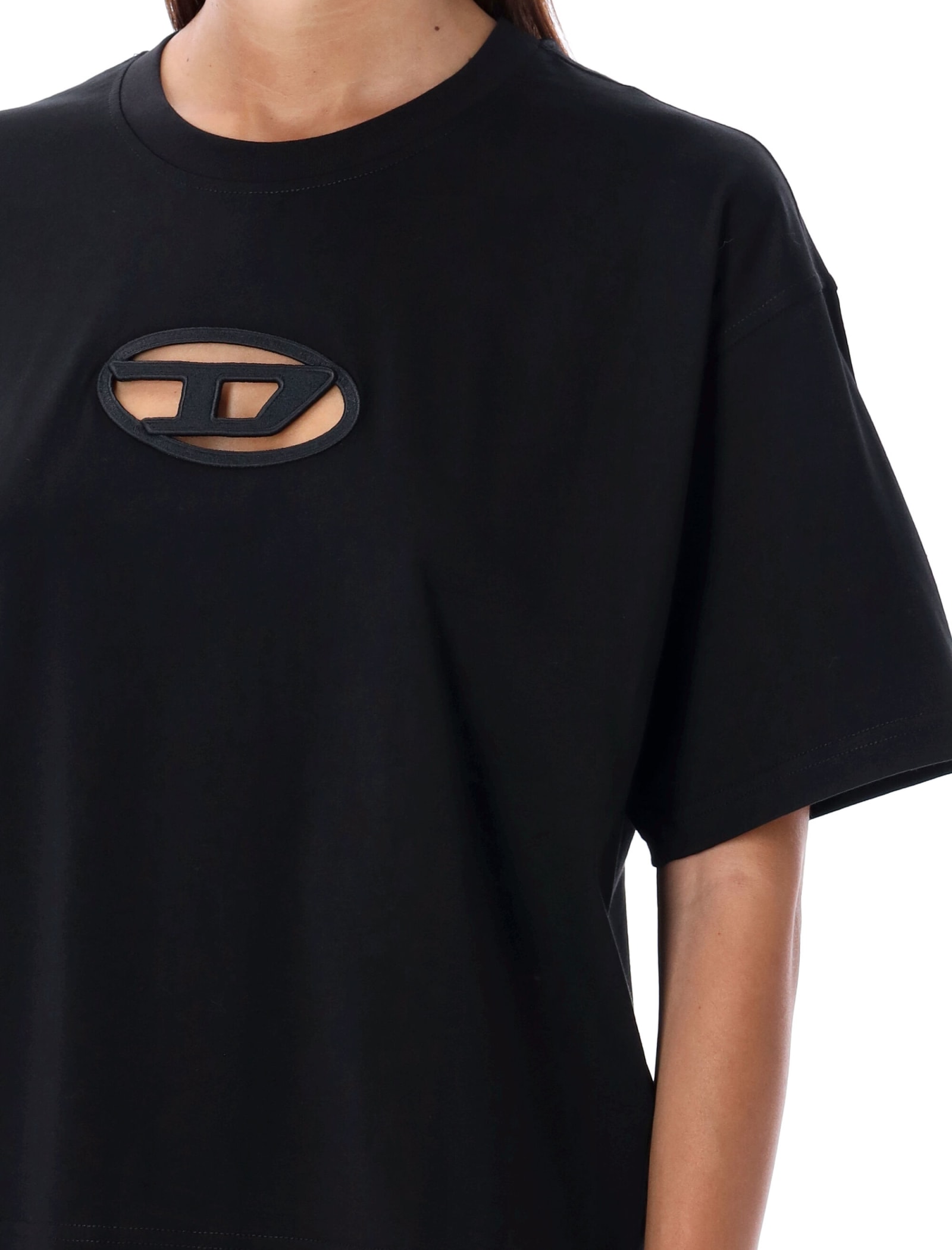 Diesel T-buxt-crop Cotton T-shirt In Black