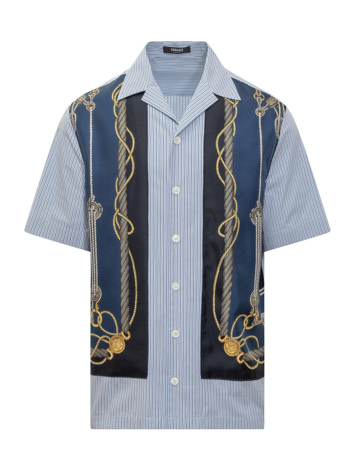 Shop Versace Informal Short-sleeved Shirt In Blu