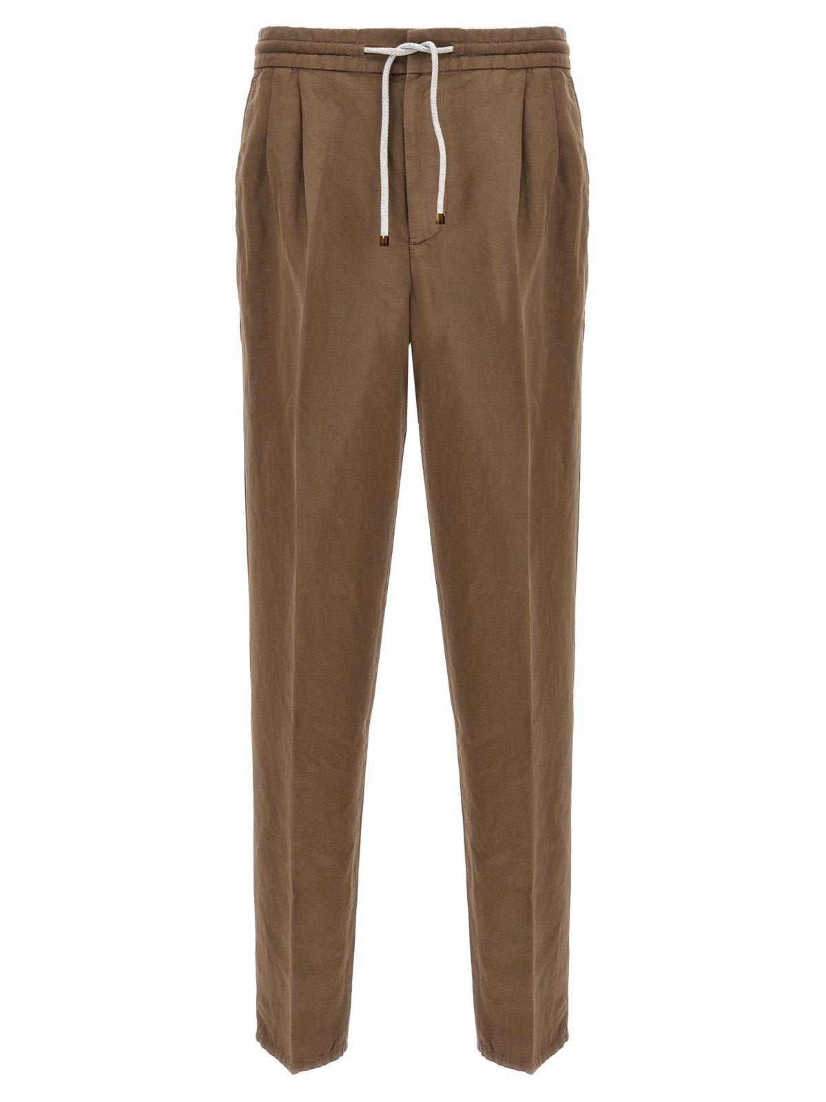 Brunello Cucinelli Mid-rise Tapered-leg Trousers In Beige