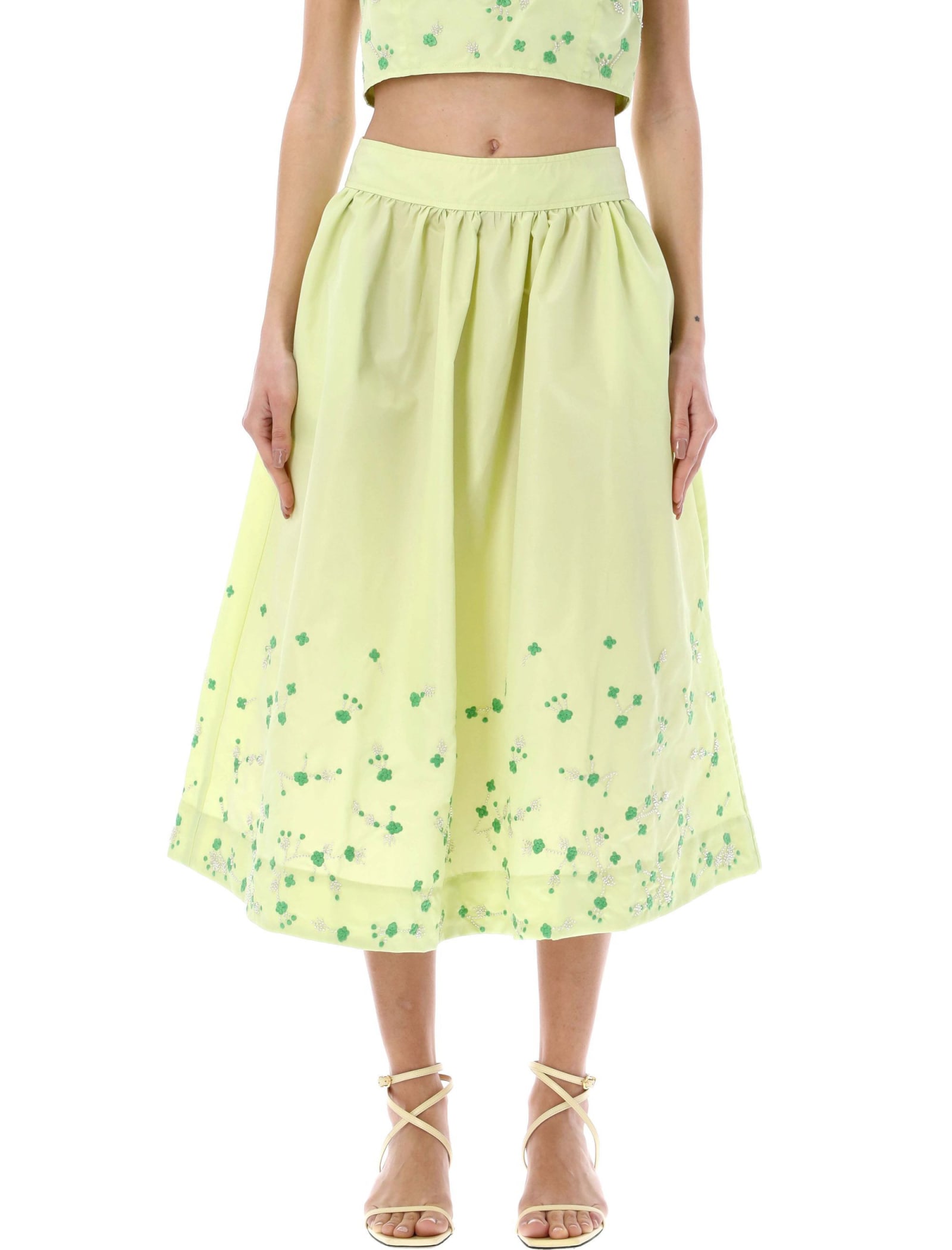 GANNI NYLON SKIRT WITH BEADS AND EMBROIDERIES
