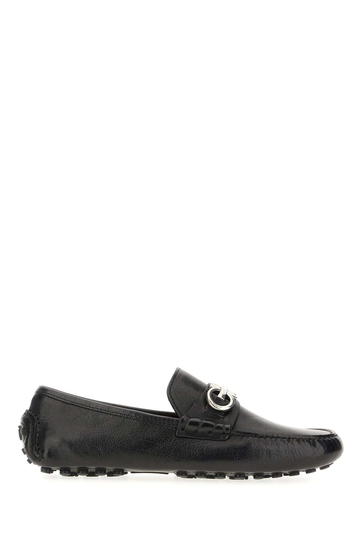 FERRAGAMO BLACK LEATHER GRAZIOSO LOAFERS