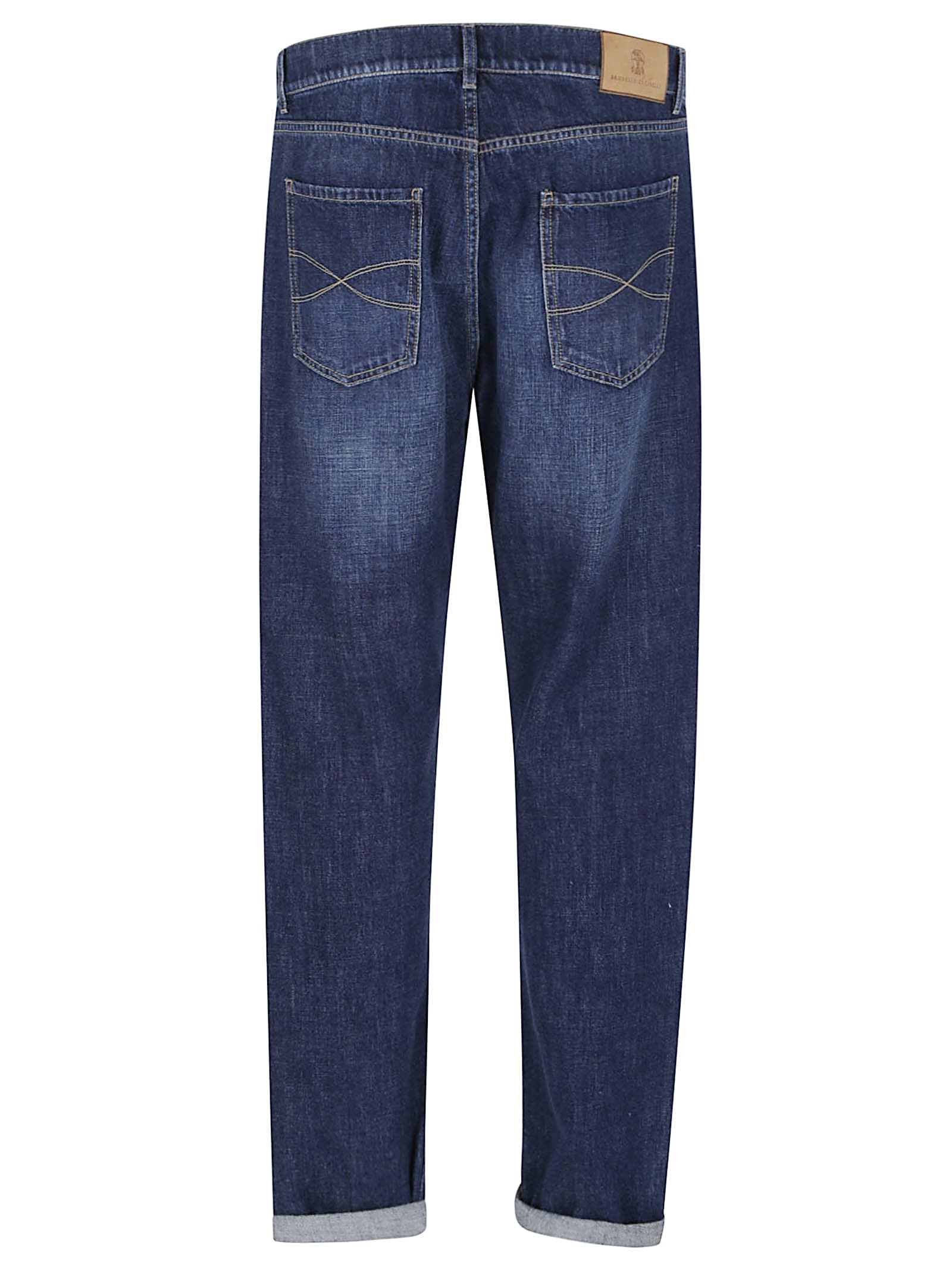 Brunello Cucinelli Rolled Cuff Denim Jeans In Blue