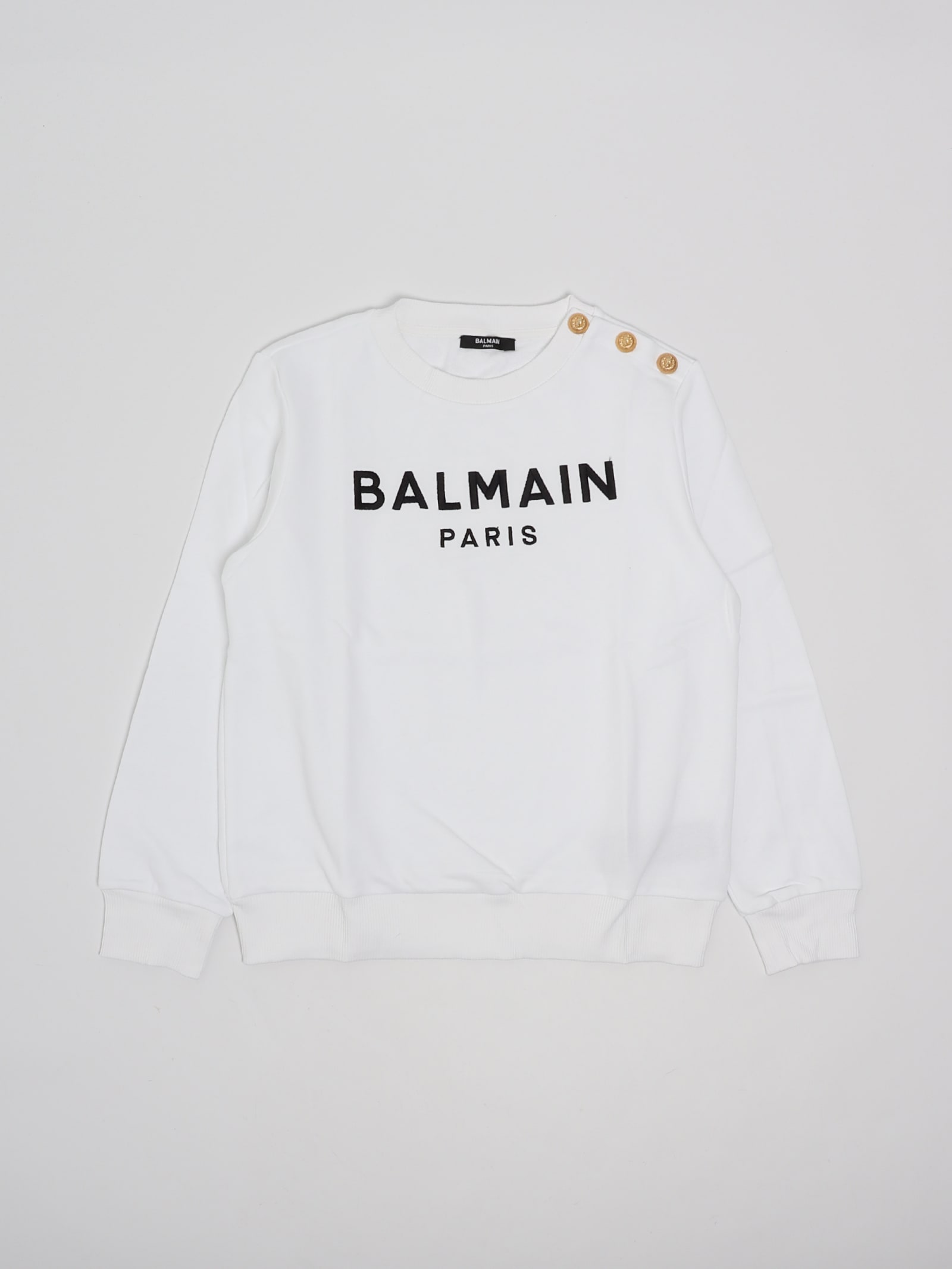 Shop Balmain Crewneck Sweatshirt In Bianco-nero