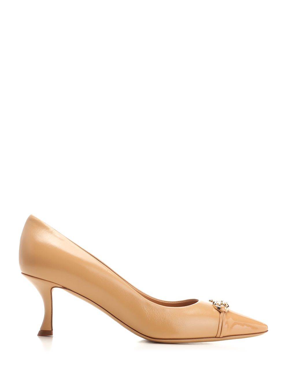 Shop Ferragamo Décolleté In Soft Leather Bria In Beige