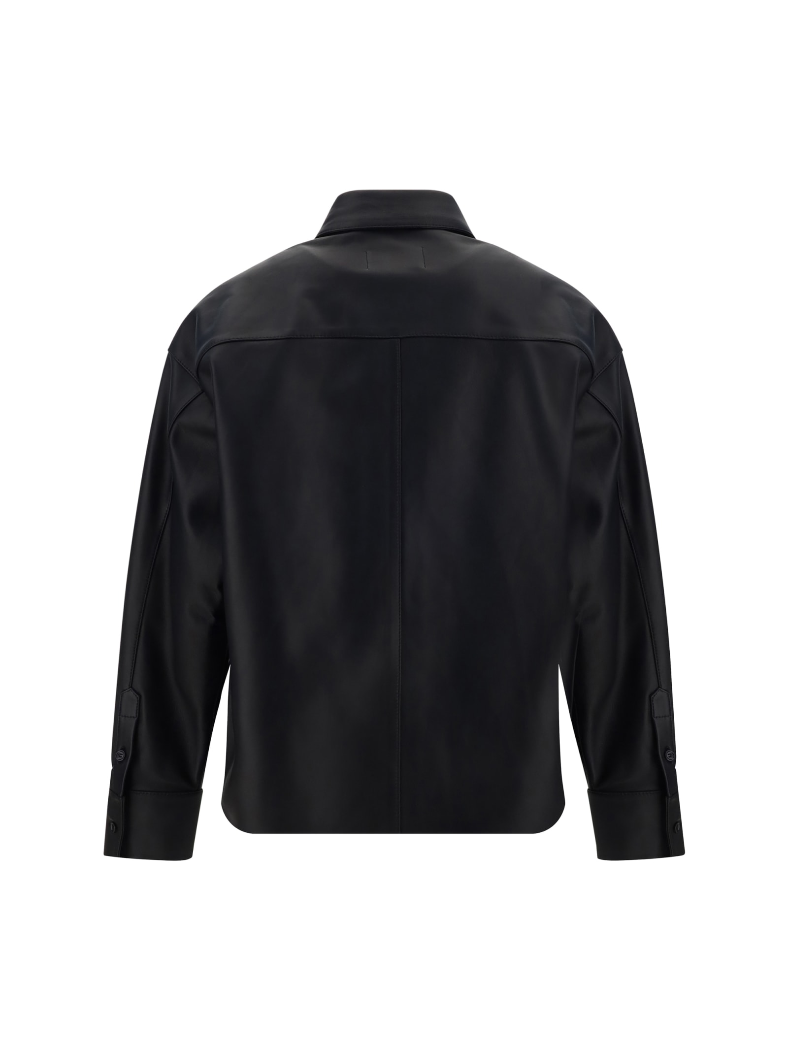 Shop Ami Alexandre Mattiussi Leather Shirt In Black
