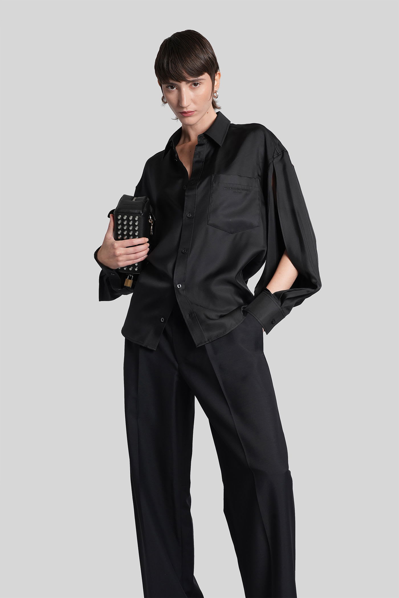 Alexander Wang Shirt In Black Silk In Black