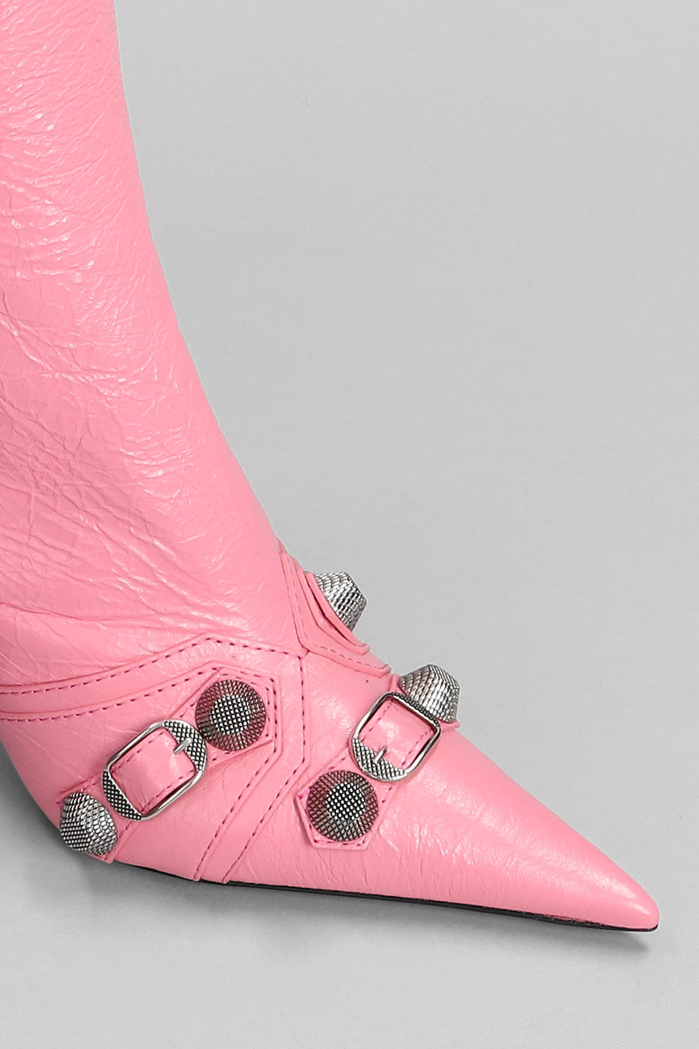 Shop Balenciaga High Heels Boots In Rose-pink Leather