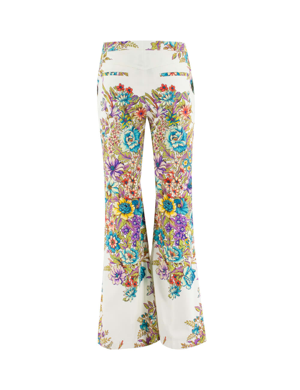 Shop Etro Trousers In Print On White Base