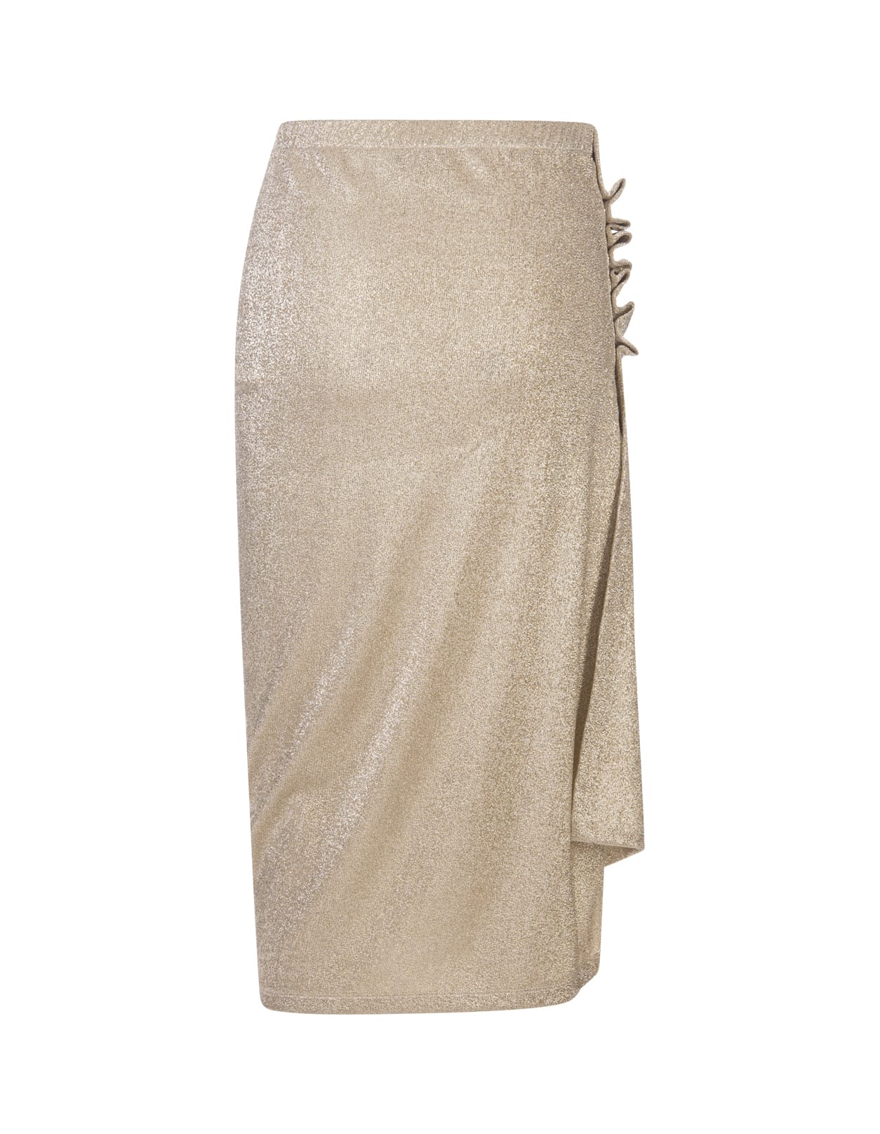 Shop Rabanne Gold Lurex Midi Skirt