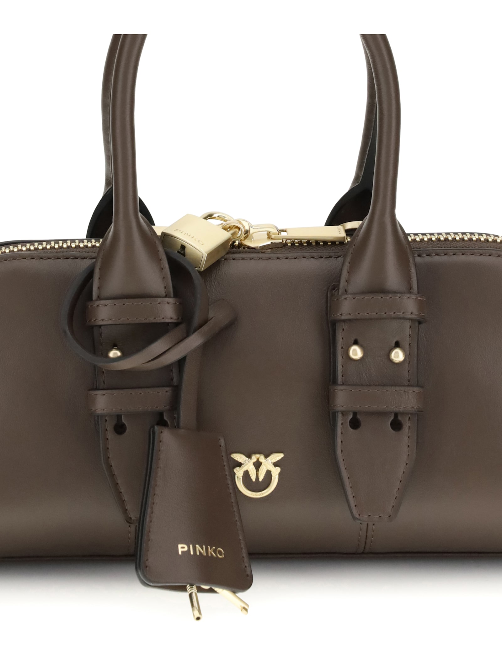 Pinko Escape Baguette Small Handbag In Brown