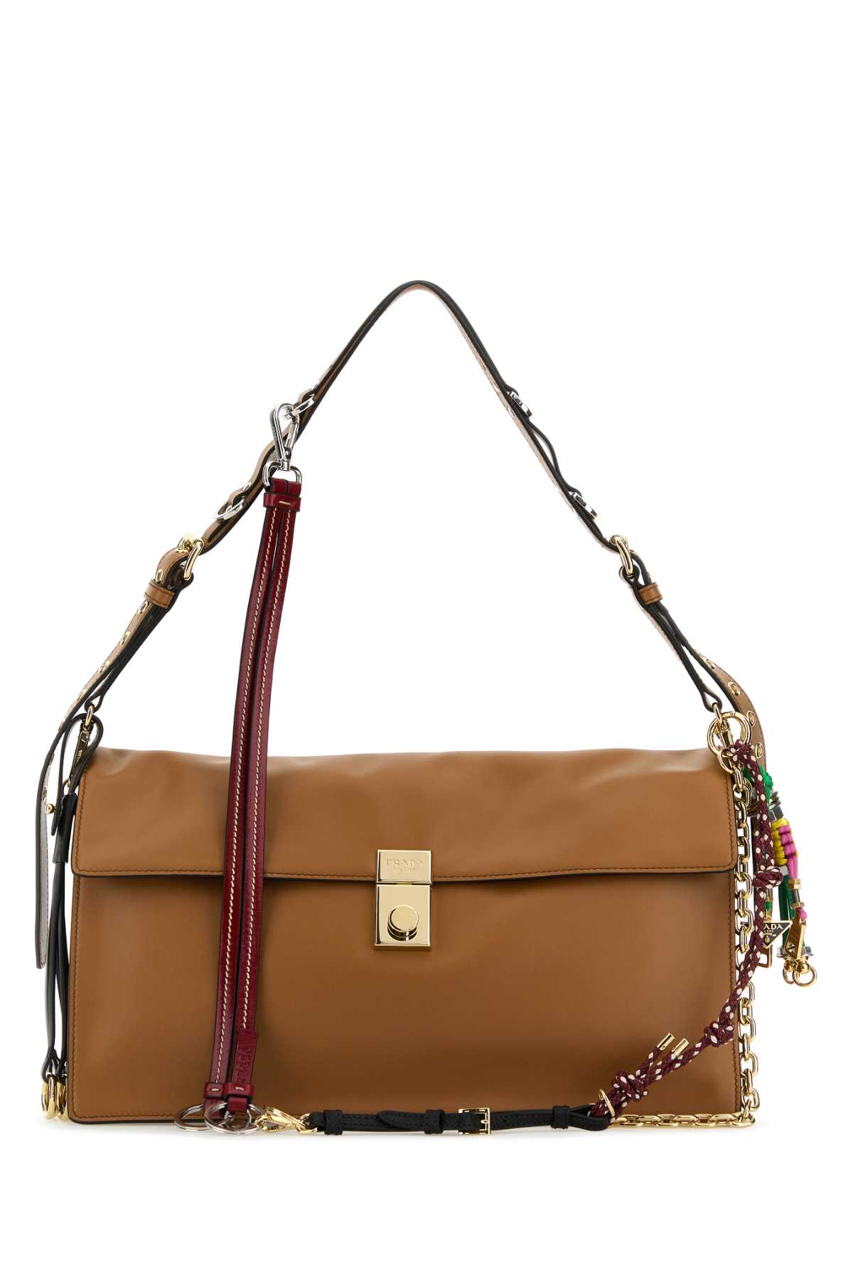 Prada Soft Sound Large Caramel Bag With Charms In Caramel0n