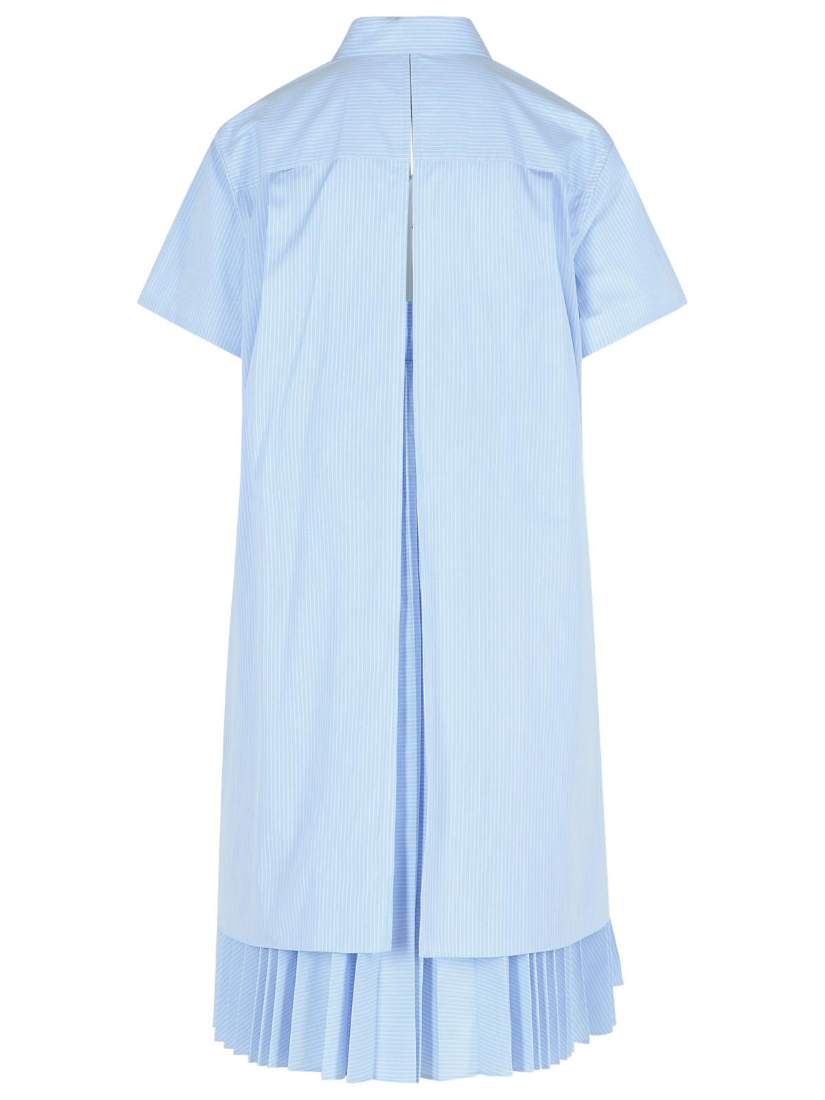 Sacai Blue Cotton Poplin Minidress In Light Blue