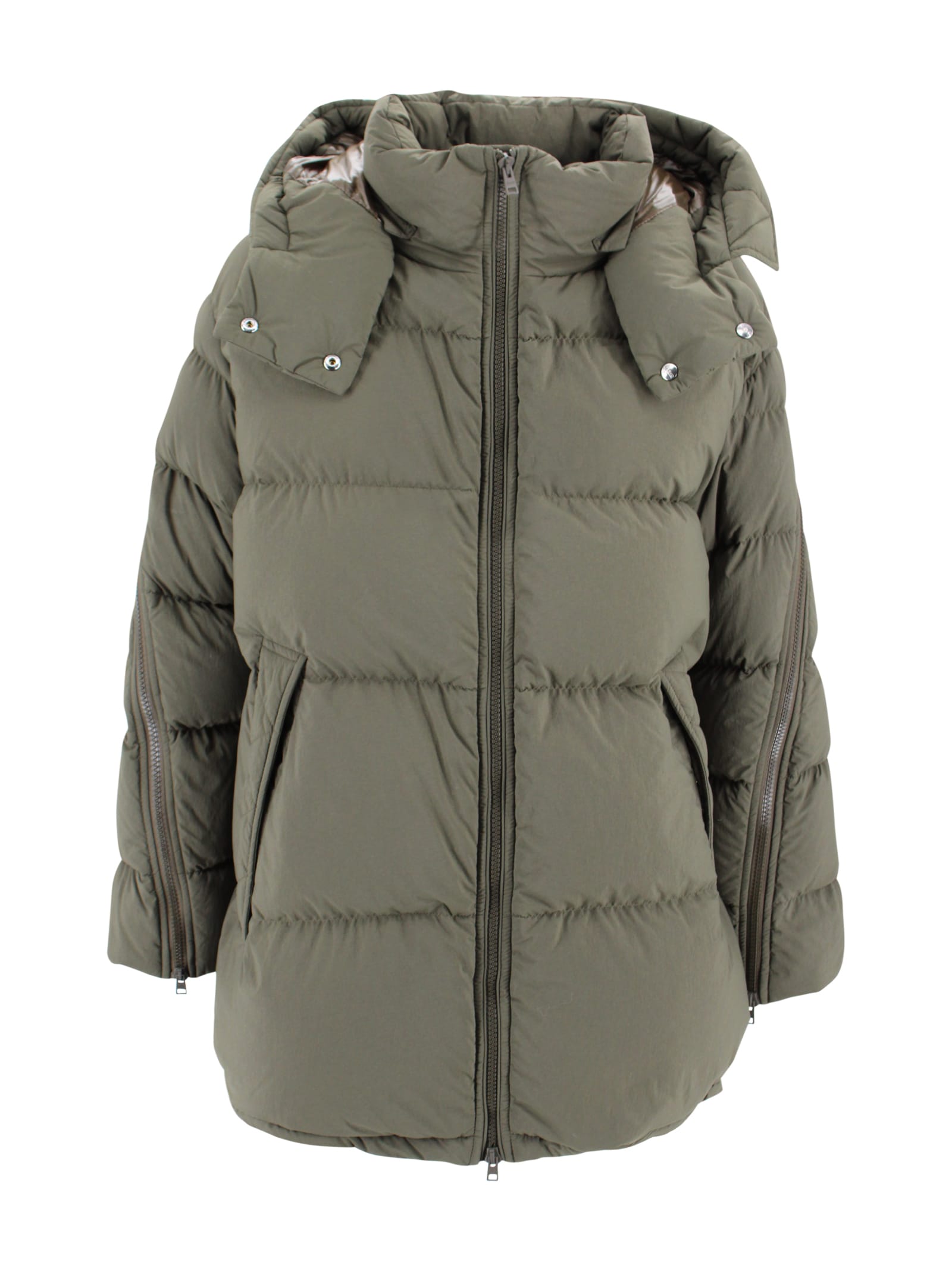 Herno Technical Fabric Down Jacket In Green