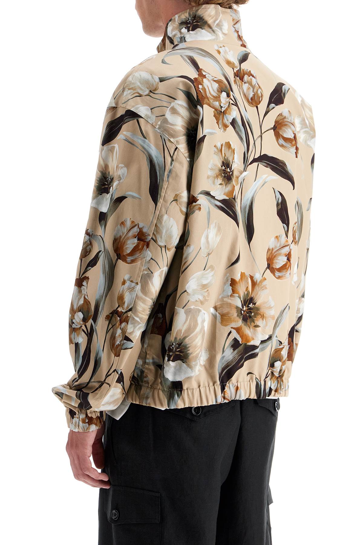 Shop Dolce & Gabbana Reversible Floral Print Jacket In Tulipani Fdo Beige (beige)