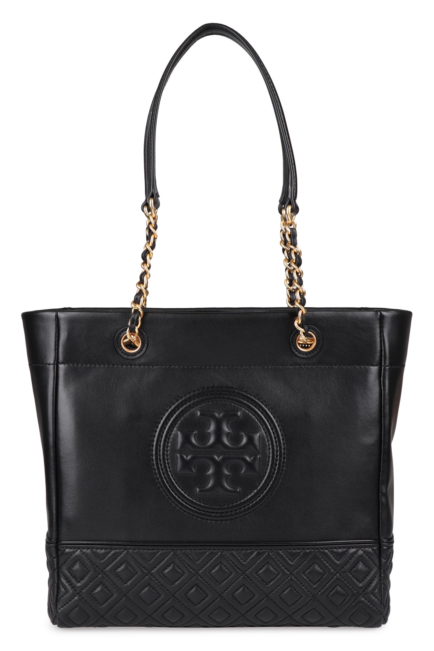 Tory Burch Fleming Leather Tote In Black